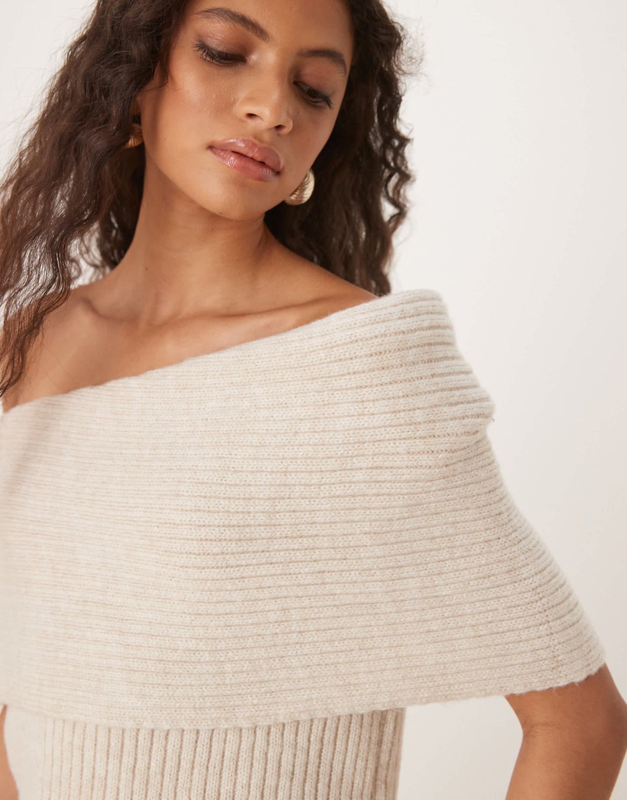 ASOS DESIGN one shoulder knitted top in oatmeal - ASOS Sample Sale
