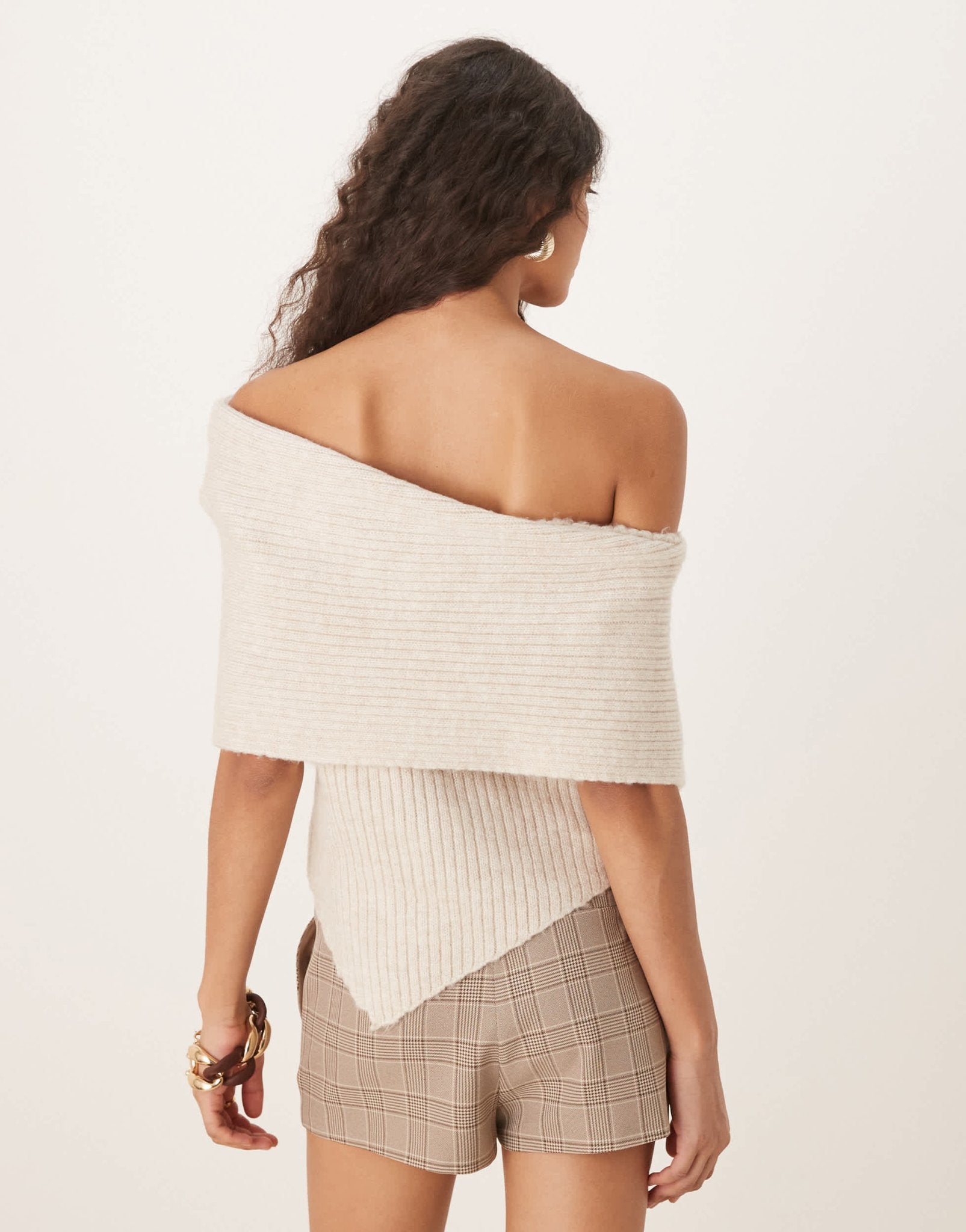 ASOS DESIGN one shoulder knitted top in oatmeal - ASOS Sample Sale