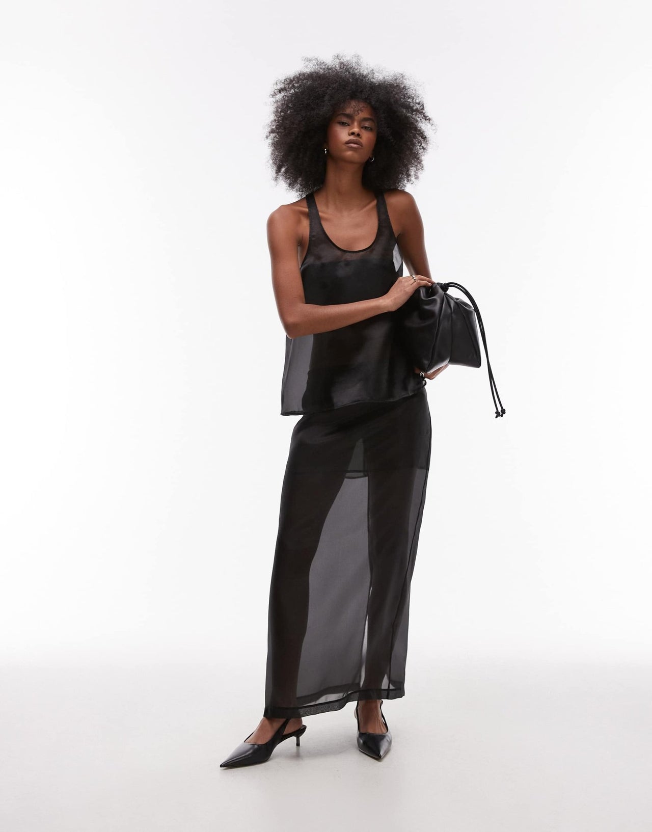 ASOS DESIGN organza scoop neck tank top in black - ASOS Sample Sale