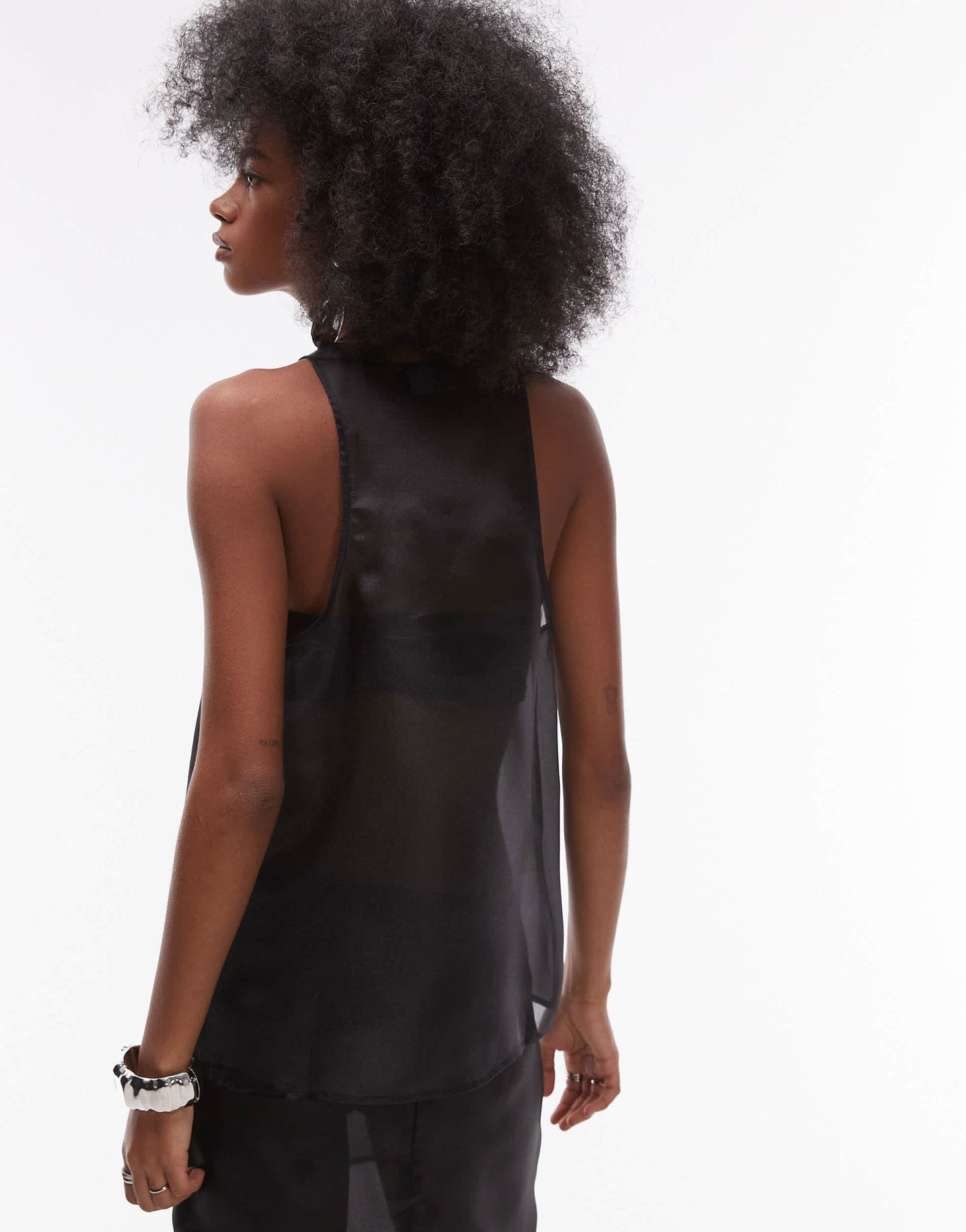 ASOS DESIGN organza scoop neck tank top in black - ASOS Sample Sale
