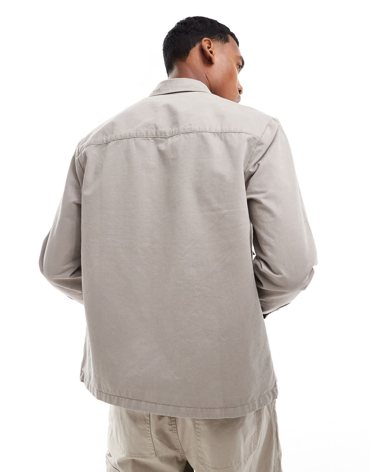 ASOS DESIGN overshirt with square collar and patch pocket in grey - ASOS Sample Sale