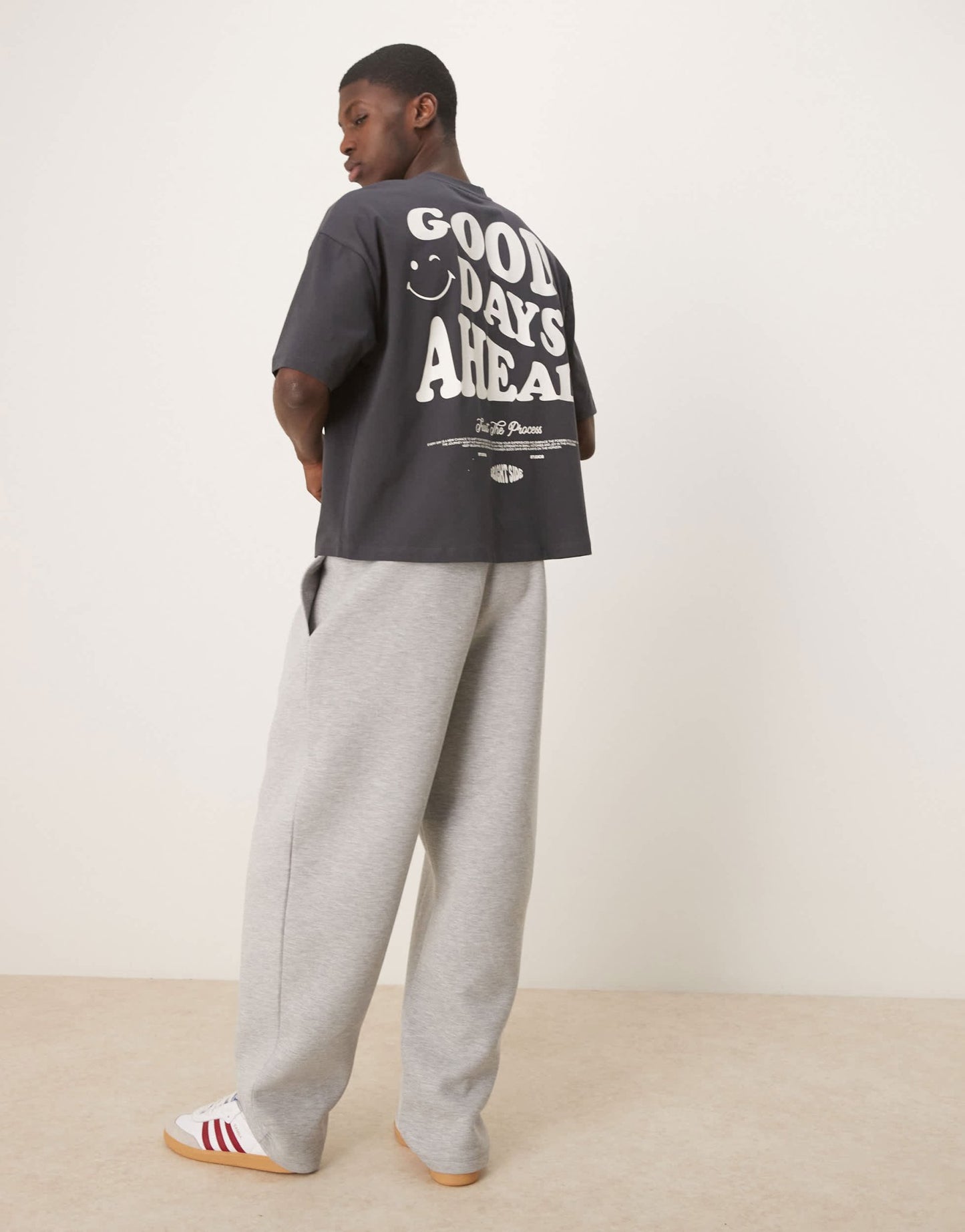 ASOS DESIGN oversize boxy t-shirt with Good Days Ahead graphic in grey - ASOS Sample Sale