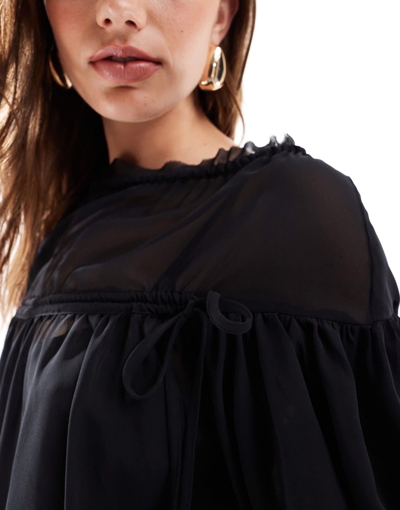 ASOS DESIGN oversize mini smock dress with ruched channel details in black - ASOS Sample Sale