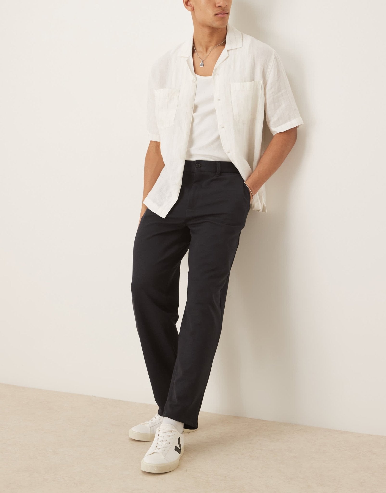 ASOS DESIGN oversize tapered smart trousers in navy twill - ASOS Sample Sale