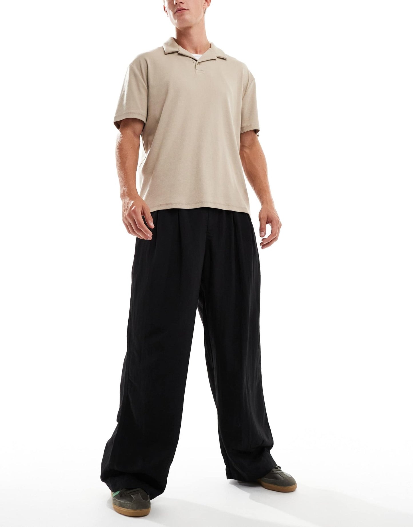 ASOS DESIGN oversized baggy chinos with pleats in black - ASOS Sample Sale
