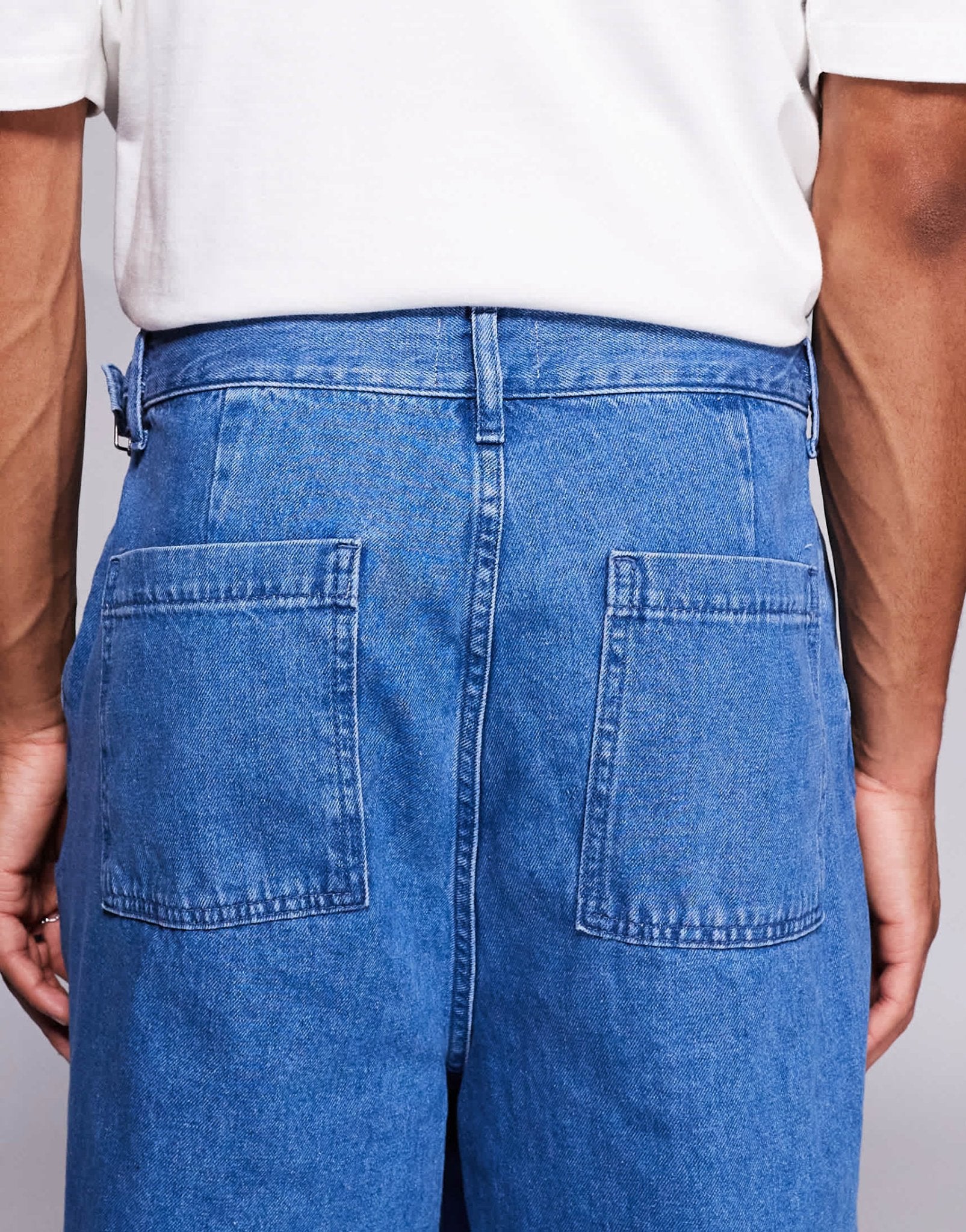 ASOS DESIGN oversized baggy jeans with side belts in mid wash blue - ASOS Sample Sale