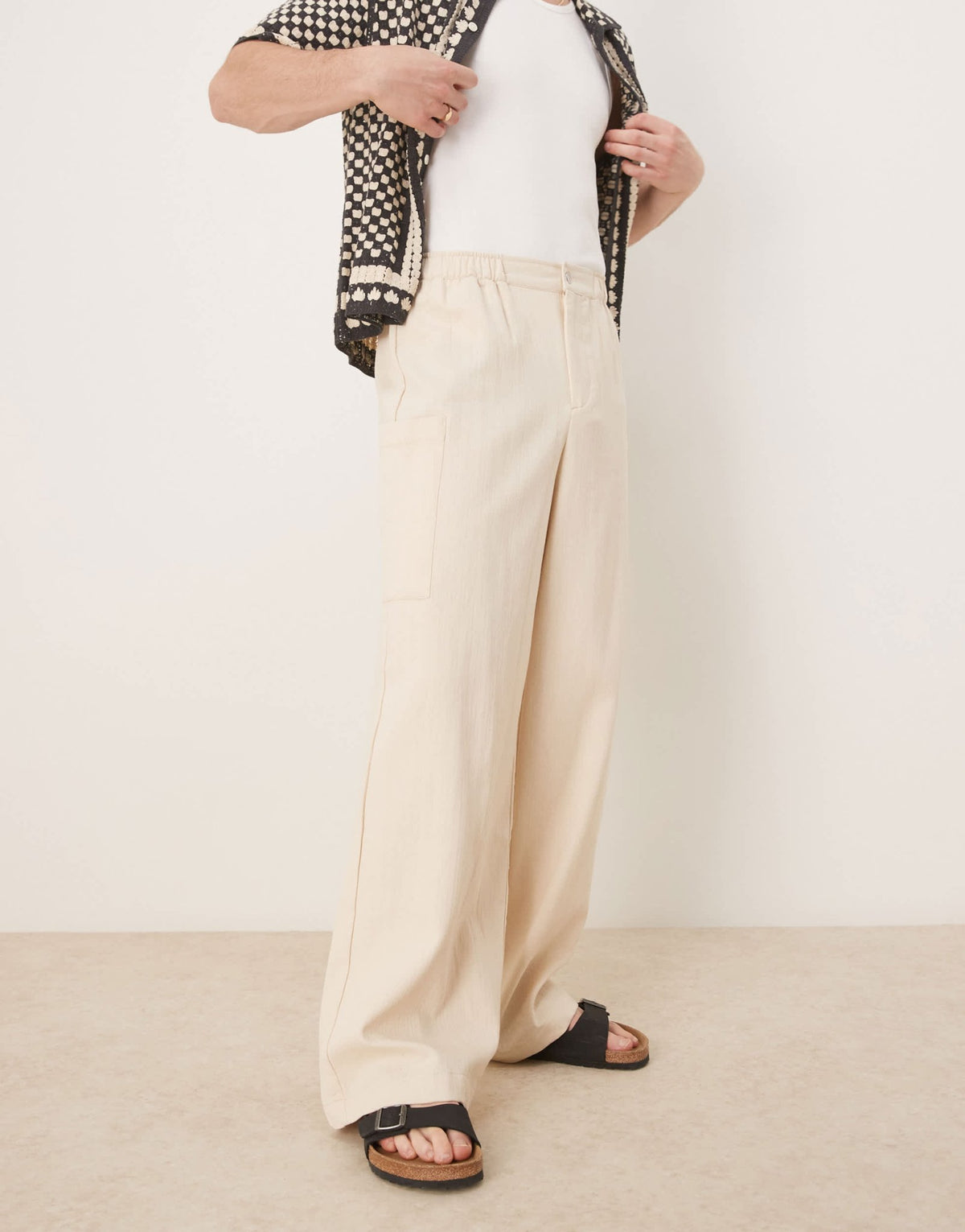 ASOS DESIGN oversized baggy linen look trouser in ecru - ASOS Sample Sale