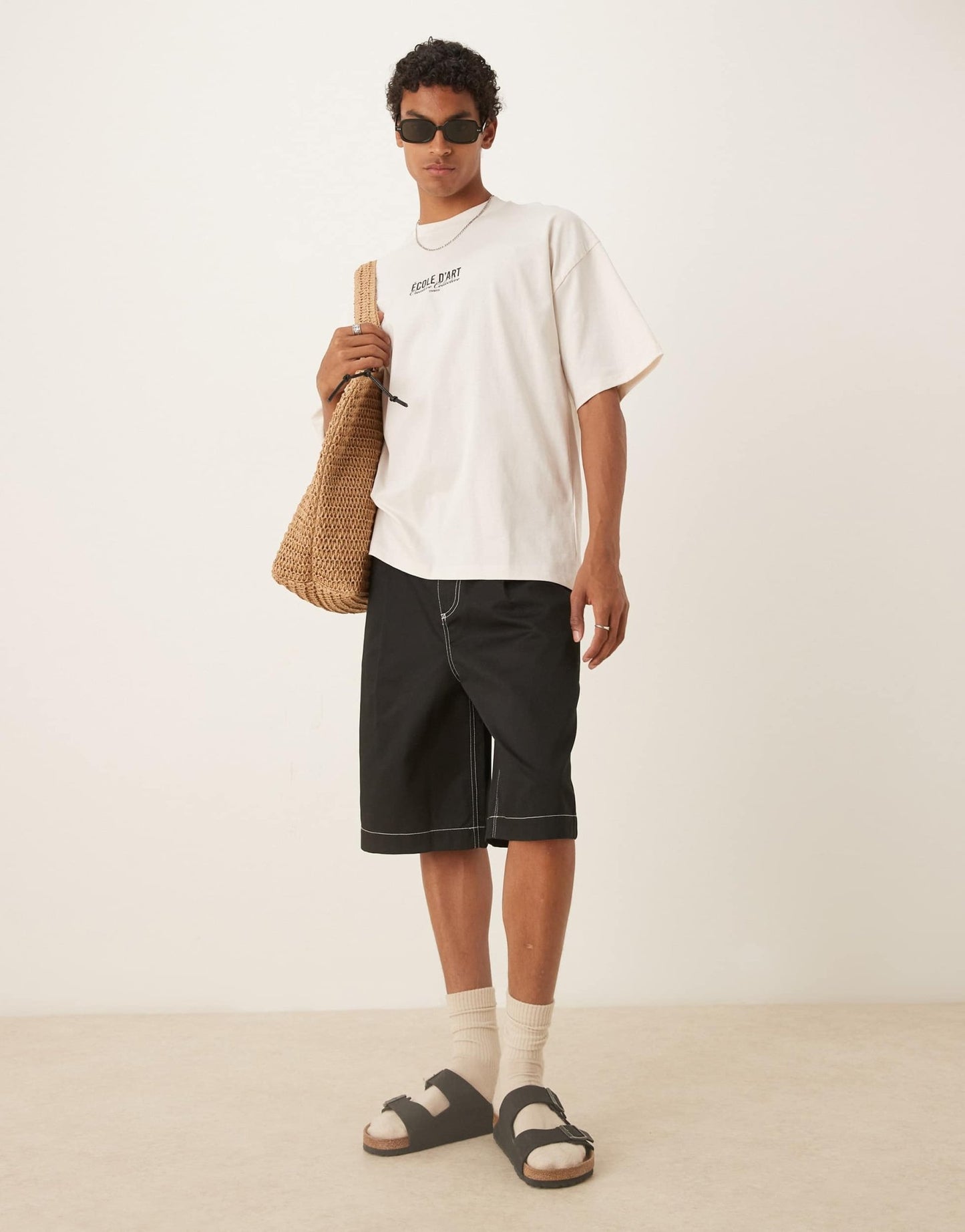 ASOS DESIGN oversized baggy pleated shorts in black - ASOS Sample Sale