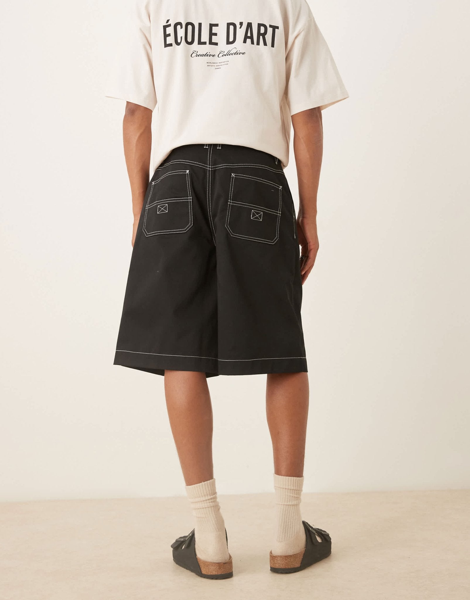 ASOS DESIGN oversized baggy pleated shorts in black - ASOS Sample Sale