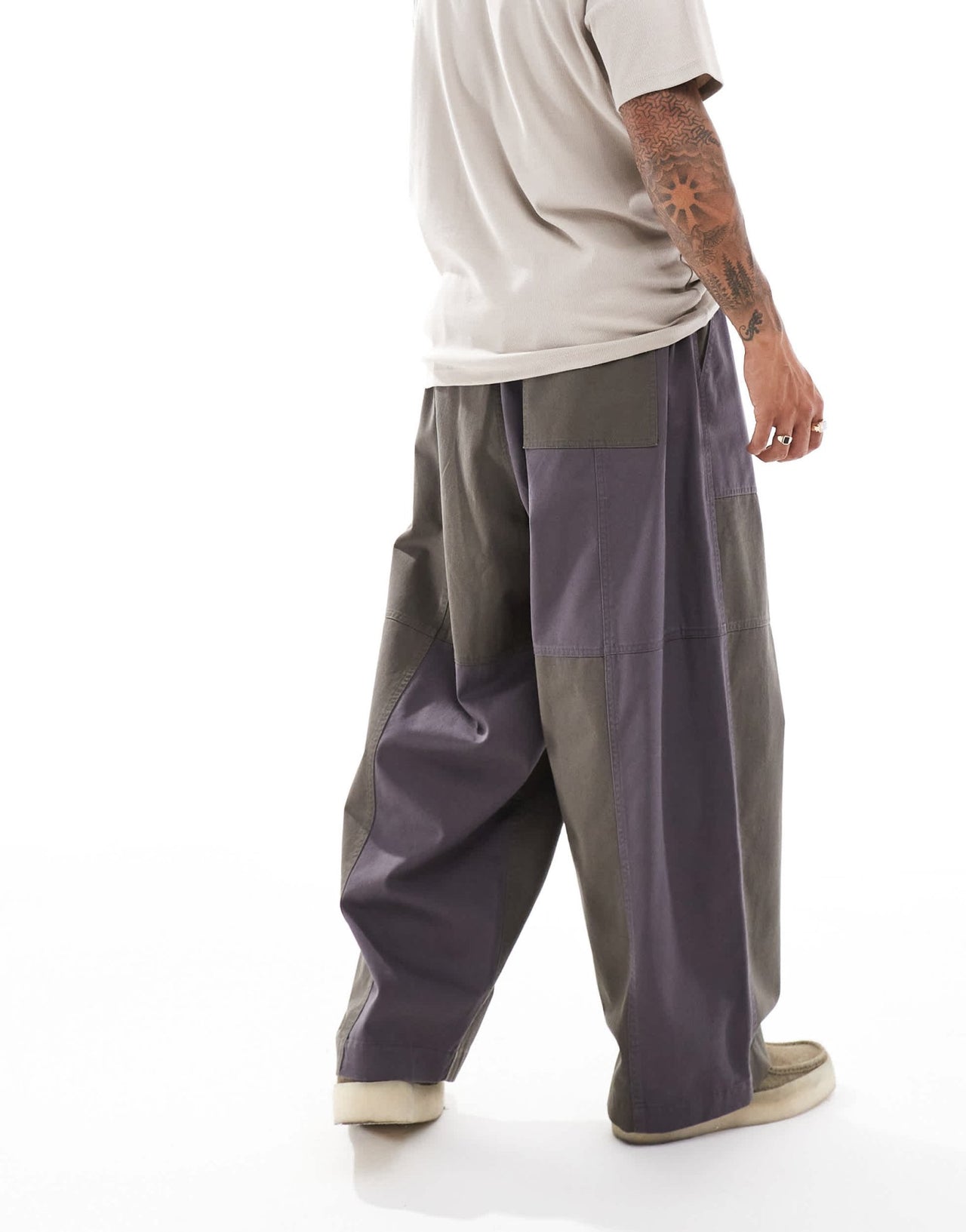 ASOS DESIGN oversized baggy trouser in grey and khaki mix - ASOS Sample Sale