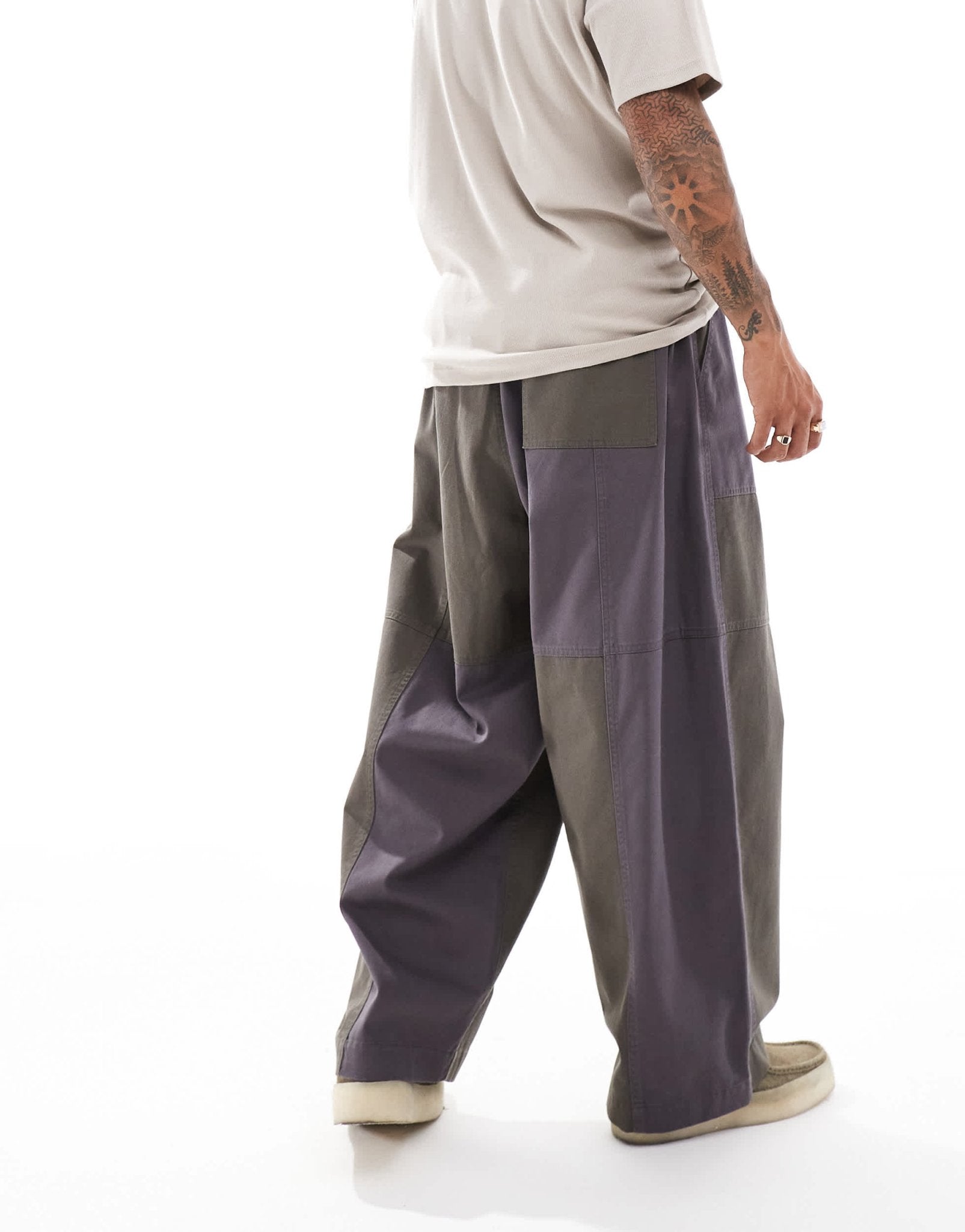 ASOS DESIGN oversized baggy trouser in grey and khaki mix - ASOS Sample Sale