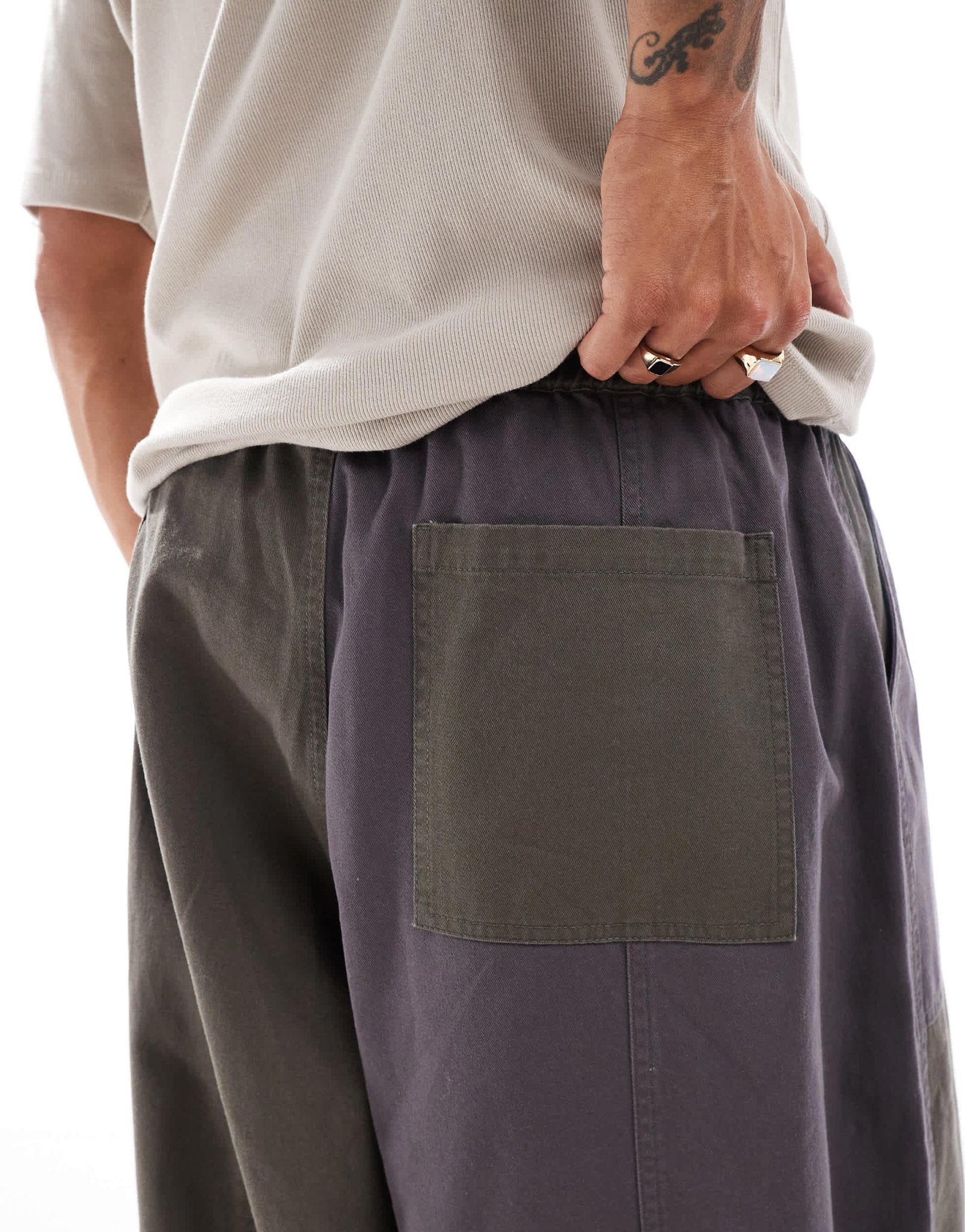 ASOS DESIGN oversized baggy trouser in grey and khaki mix - ASOS Sample Sale