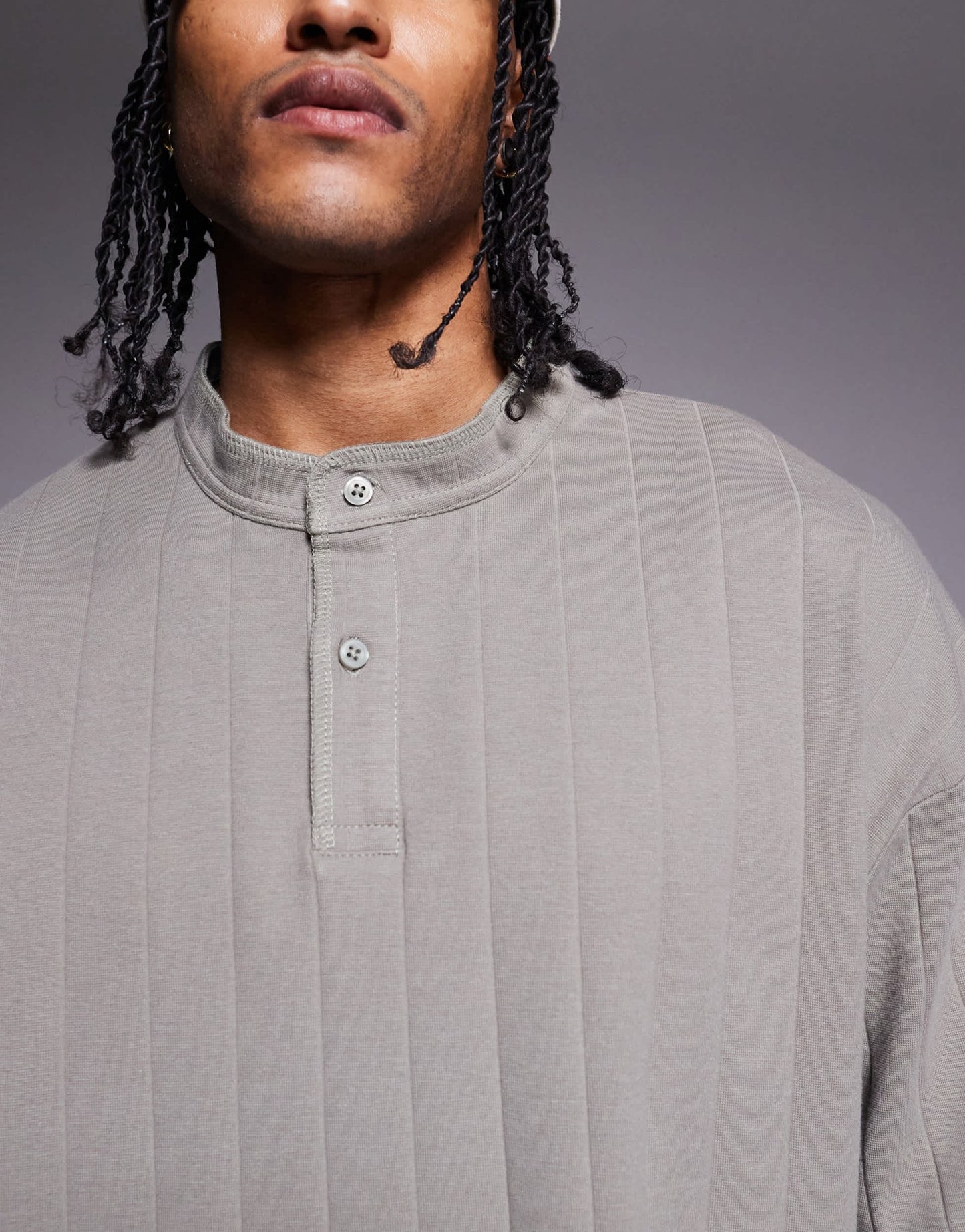 ASOS DESIGN oversized boxy long sleeve t-shirt in khaki textured rib - ASOS Sample Sale