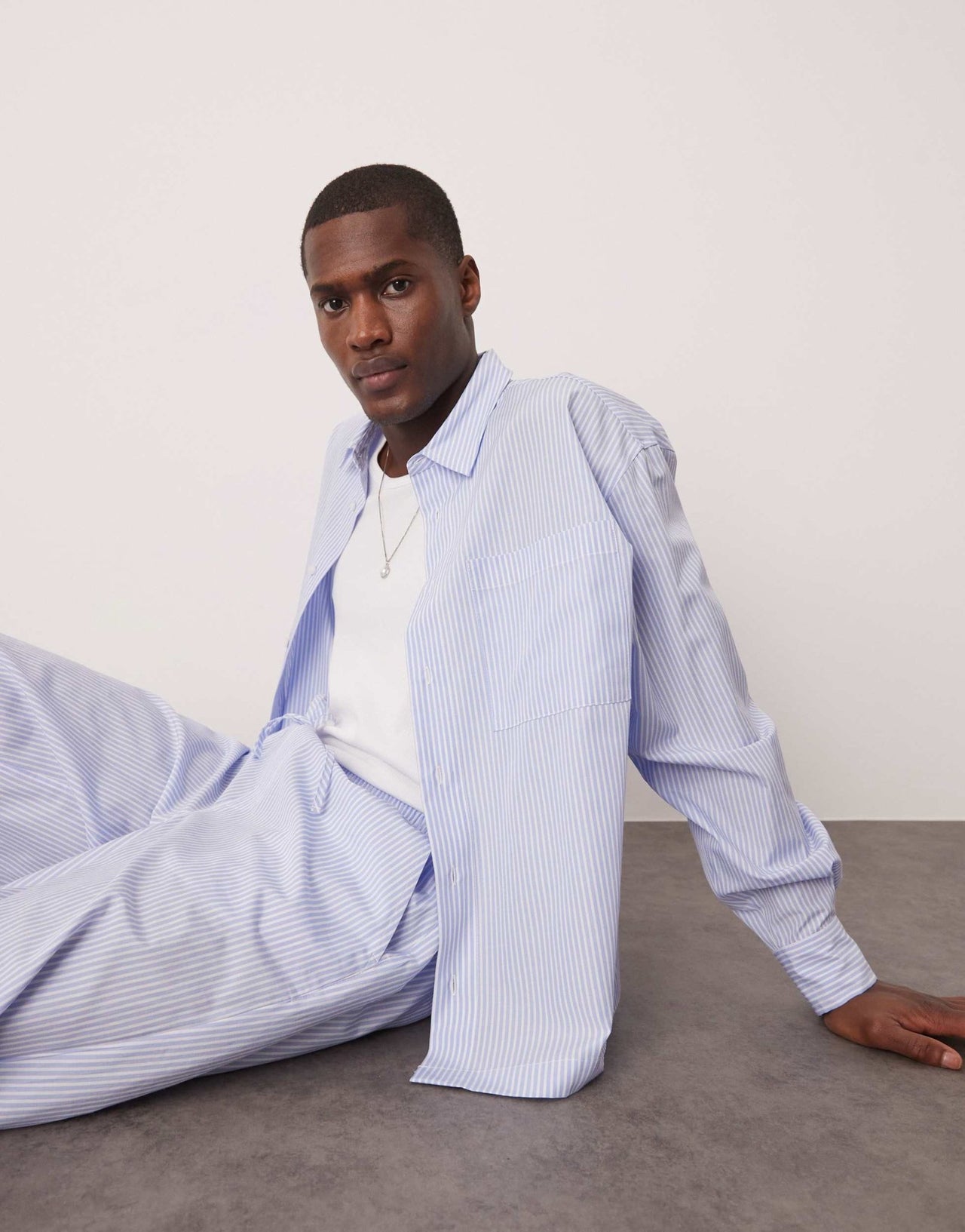 ASOS DESIGN oversized boxy shirt in blue stripe co ord - ASOS Sample Sale