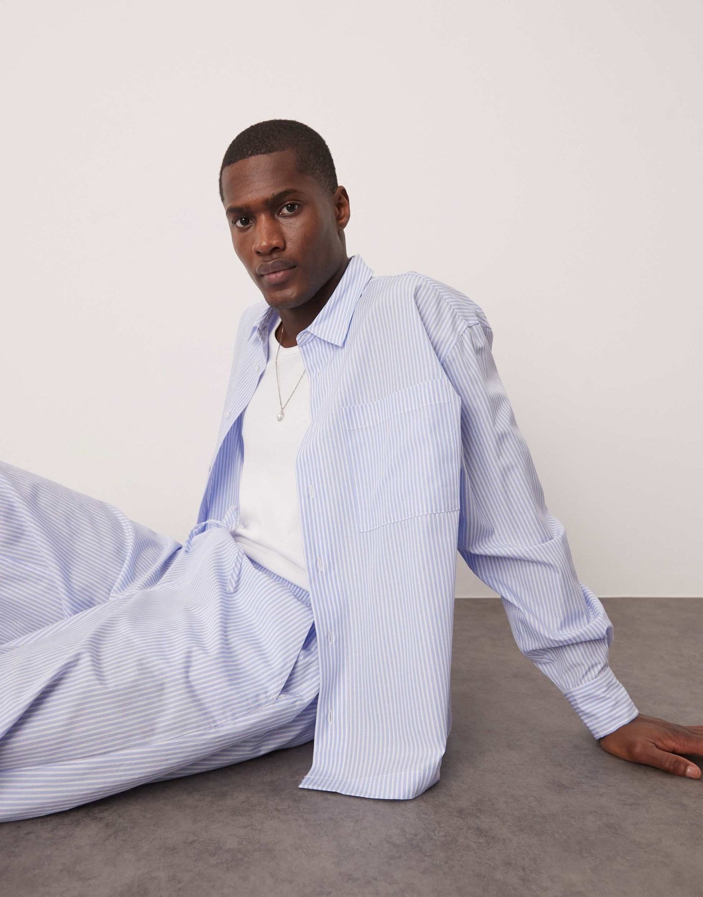 ASOS DESIGN oversized boxy shirt in blue stripe co ord - ASOS Sample Sale