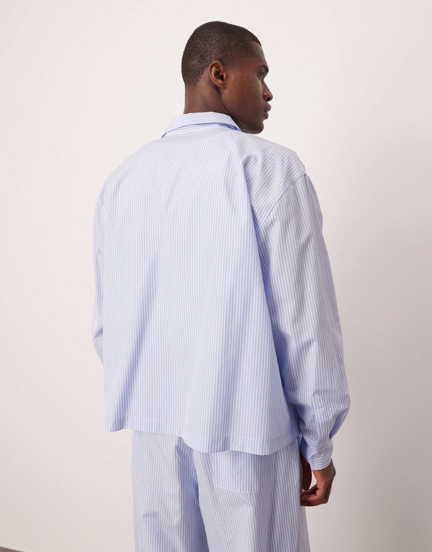 ASOS DESIGN oversized boxy shirt in blue stripe co ord - ASOS Sample Sale