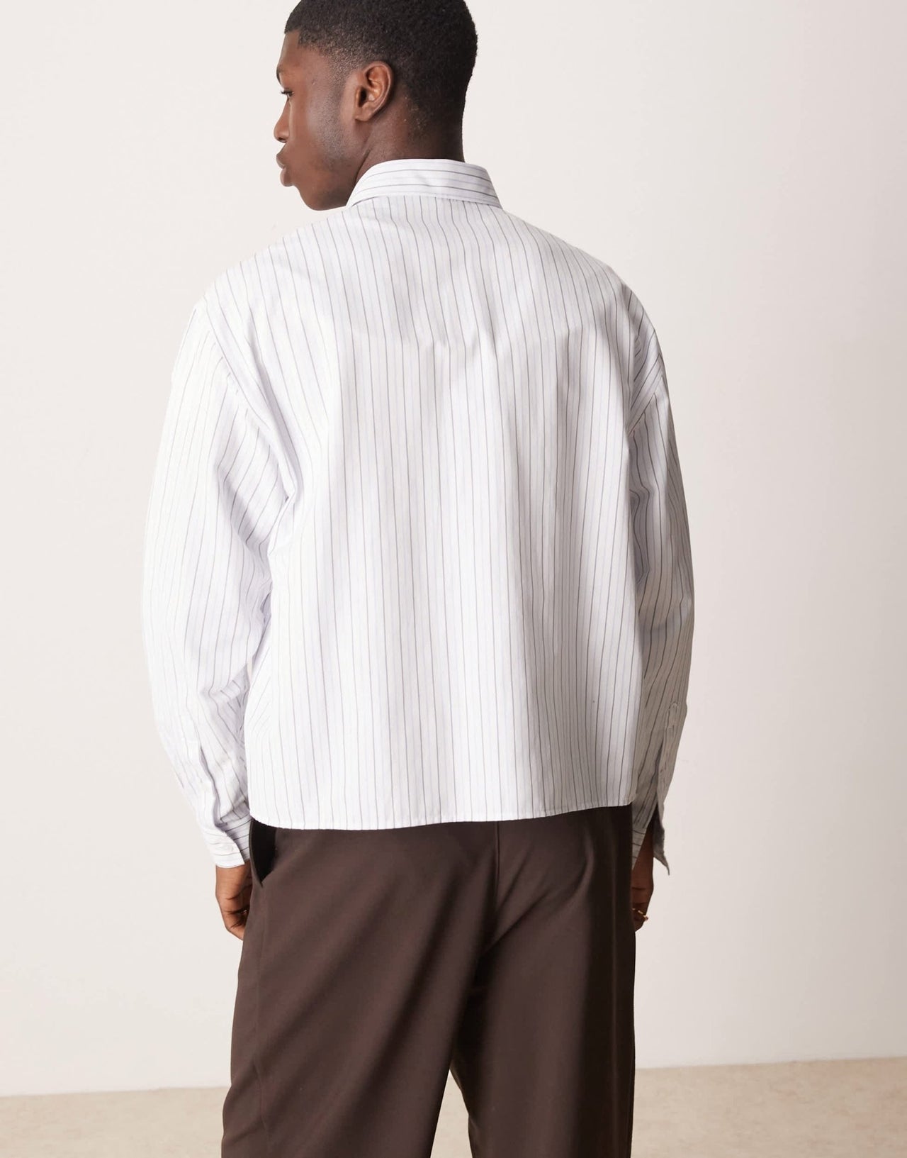 ASOS Design oversized boxy shirt in white and grey pinstripe - ASOS Sample Sale