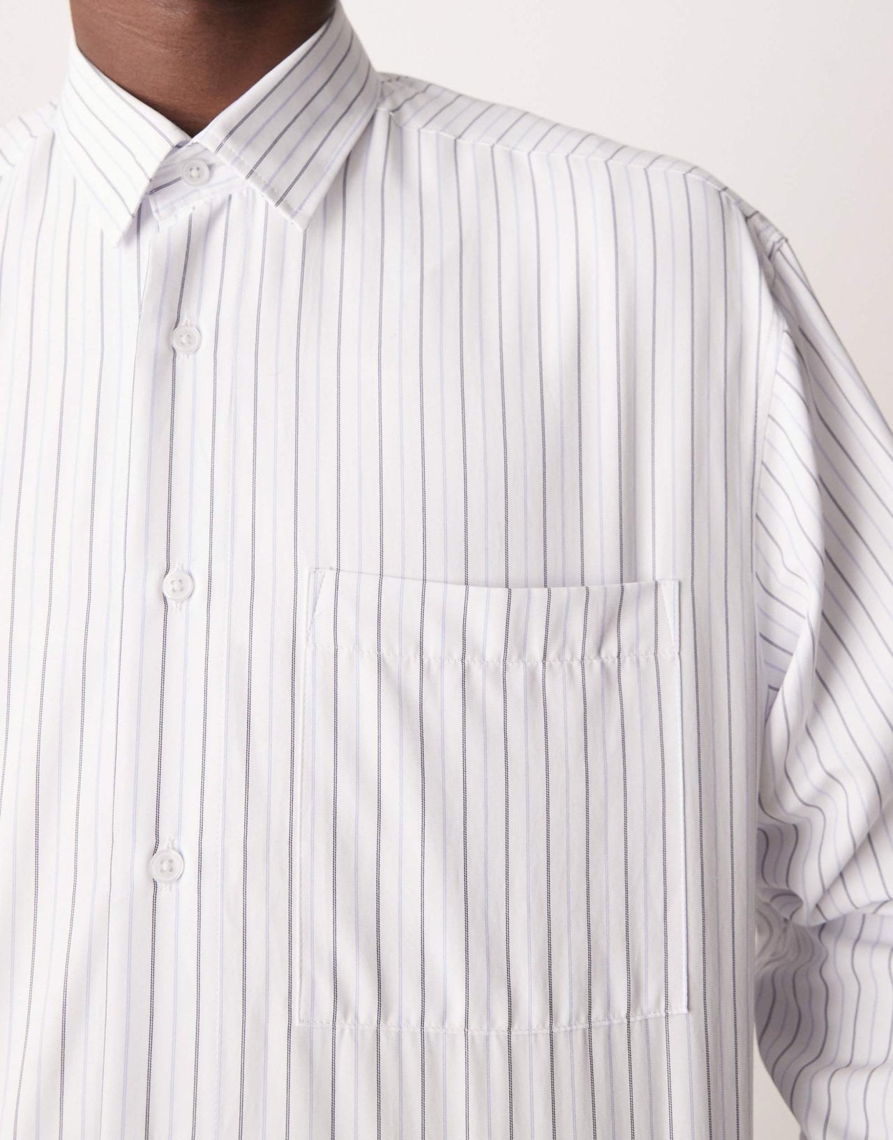 ASOS Design oversized boxy shirt in white and grey pinstripe - ASOS Sample Sale