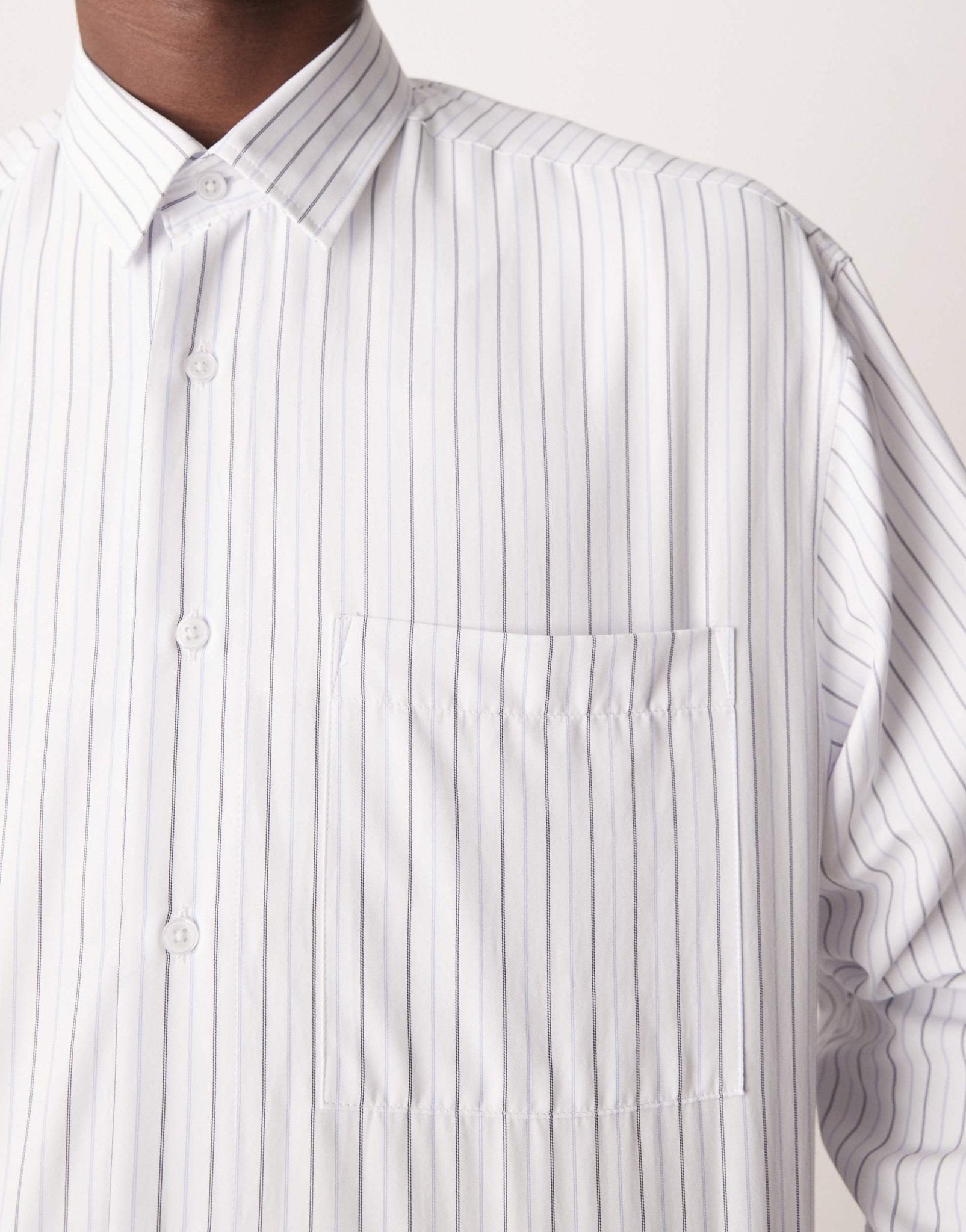 ASOS Design oversized boxy shirt in white and grey pinstripe - ASOS Sample Sale