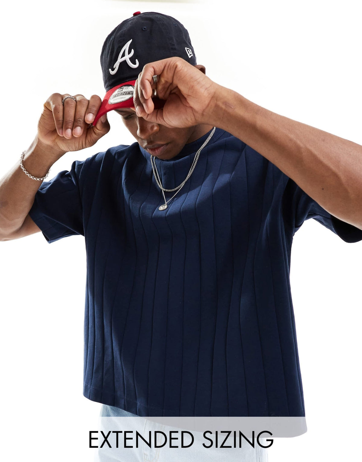 ASOS DESIGN oversized boxy textured rib t-shirt in navy - ASOS Sample Sale