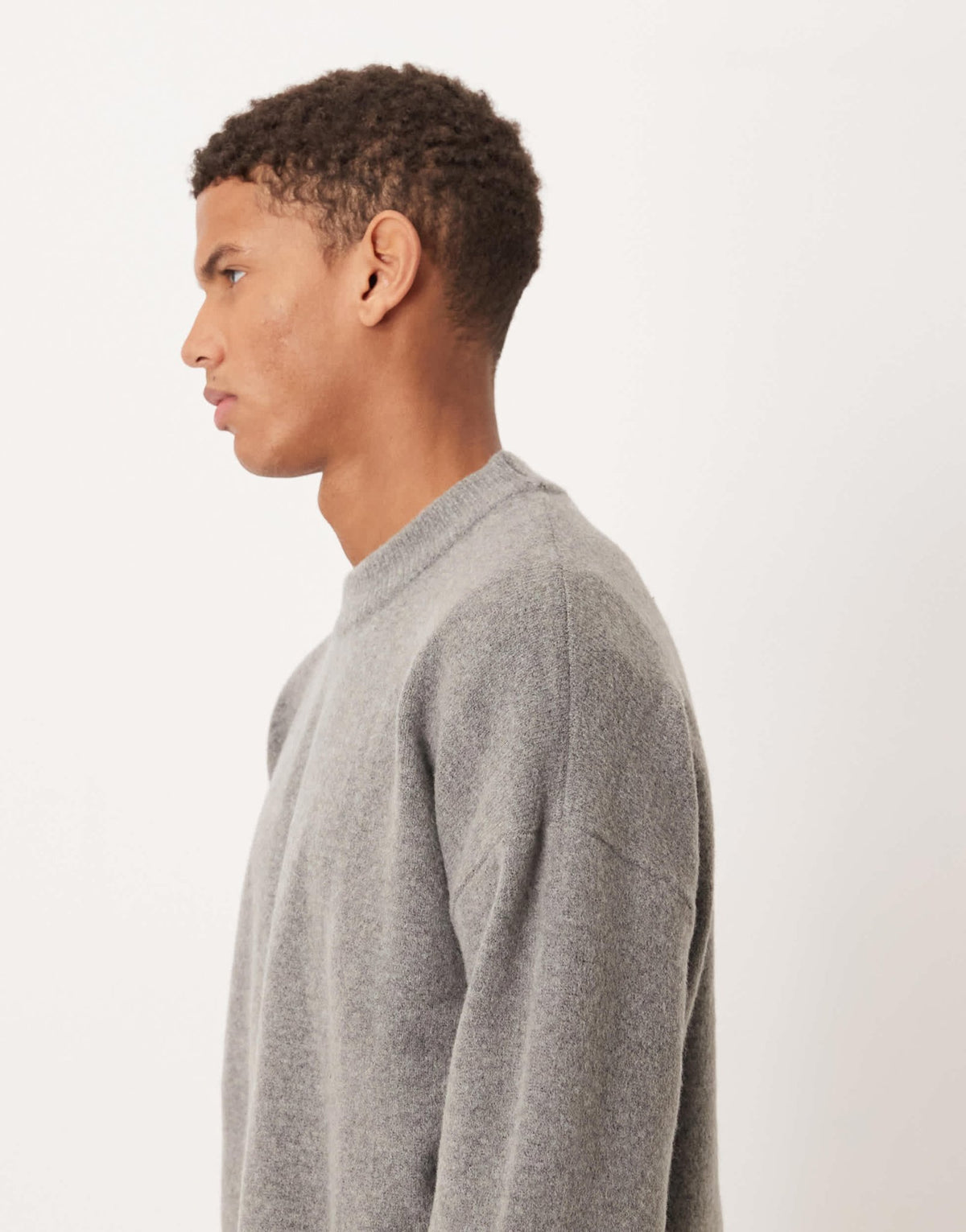 ASOS DESIGN oversized brushed knitted crew neck jumper in grey - ASOS Sample Sale
