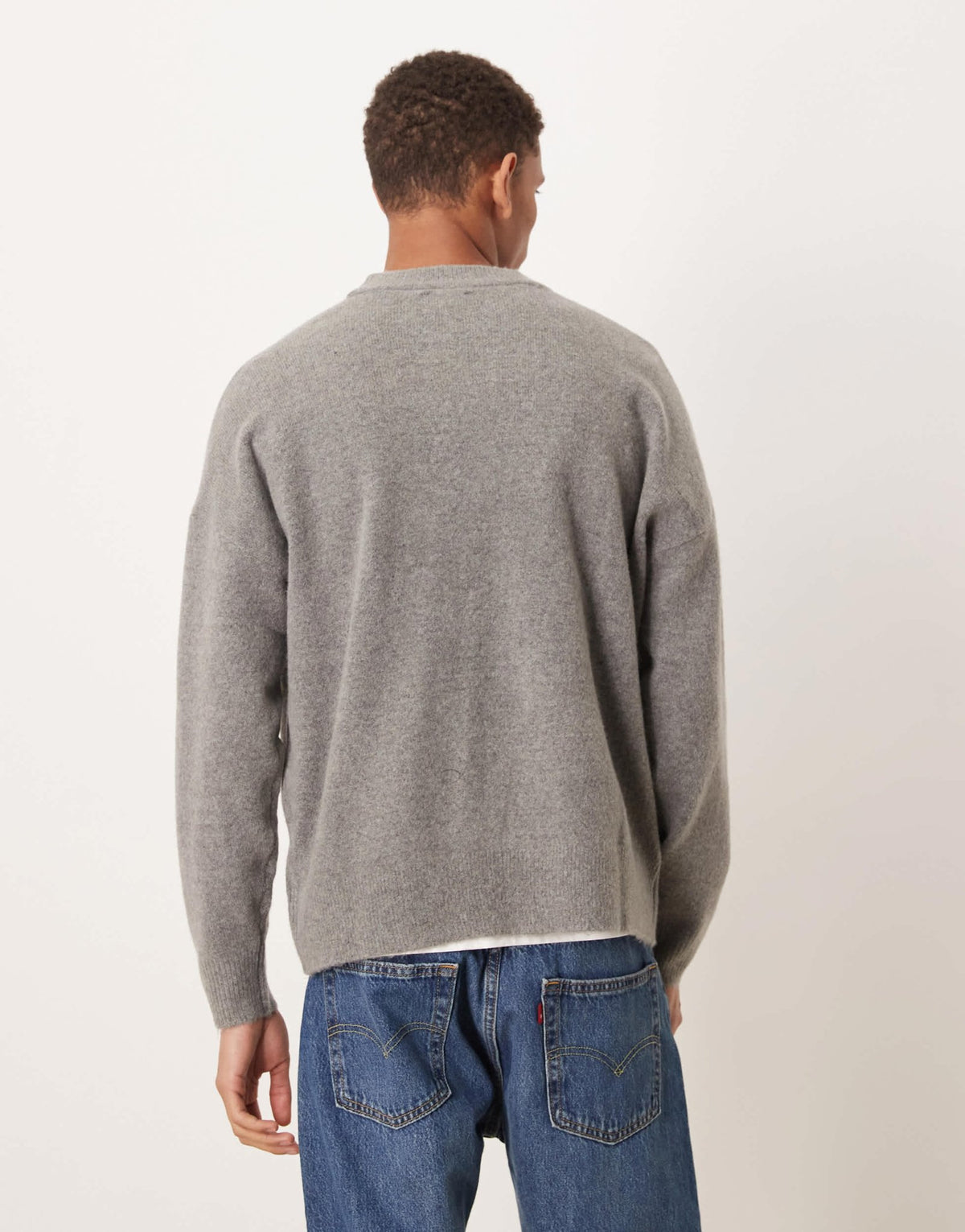 ASOS DESIGN oversized brushed knitted crew neck jumper in grey - ASOS Sample Sale