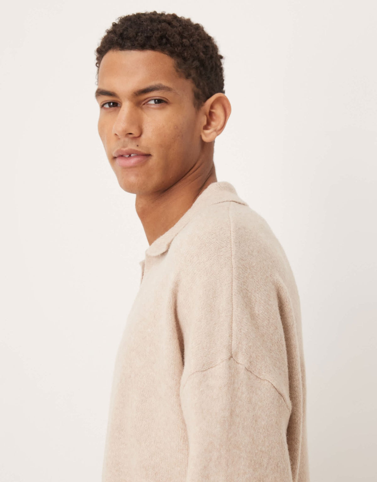ASOS DESIGN oversized brushed knitted notch neck jumper in stone - ASOS Sample Sale