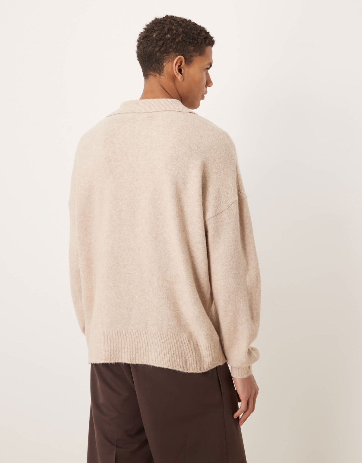 ASOS DESIGN oversized brushed knitted notch neck jumper in stone - ASOS Sample Sale