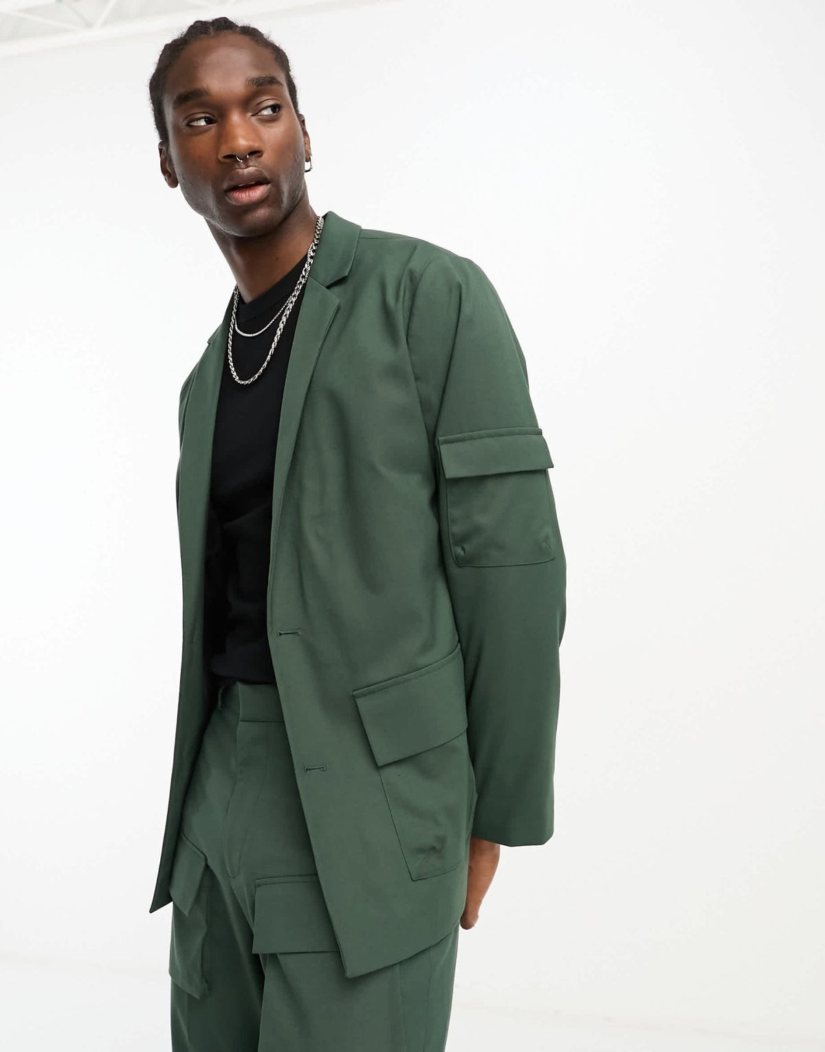 ASOS DESIGN oversized cargo pocket suit jacket in green - ASOS Sample Sale