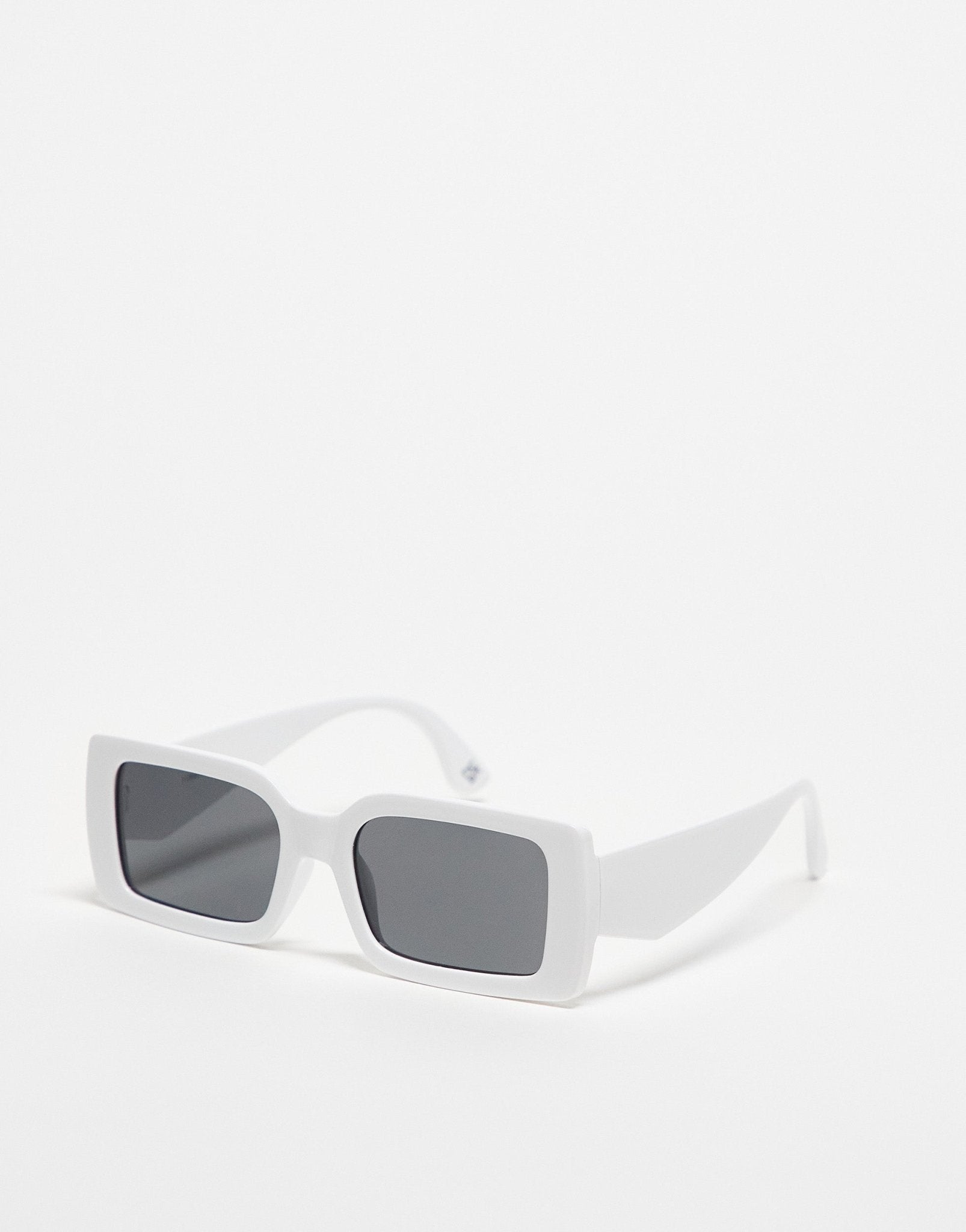 ASOS DESIGN oversized chunky rectangle sunglasses with smoke lens in white - ASOS Sample Sale