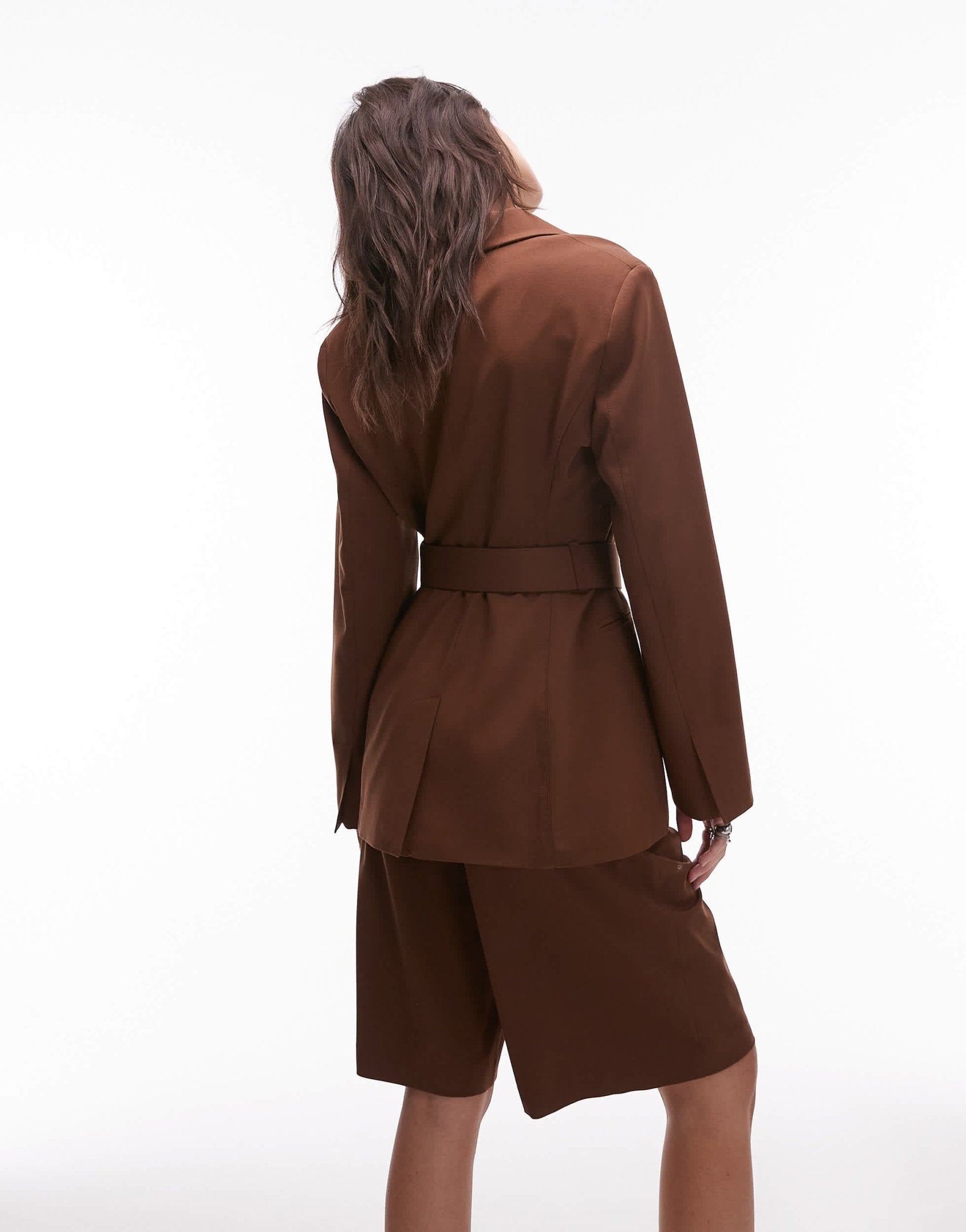 ASOS DESIGN oversized cinch waist belted blazer in chocolate co ord - ASOS Sample Sale