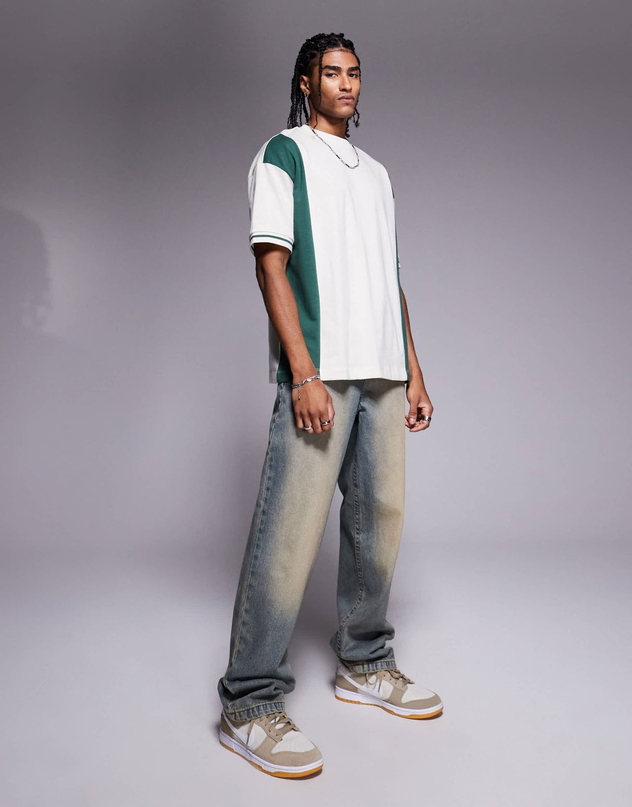 ASOS DESIGN oversized colour block t-shirt in cream and green - ASOS Sample Sale