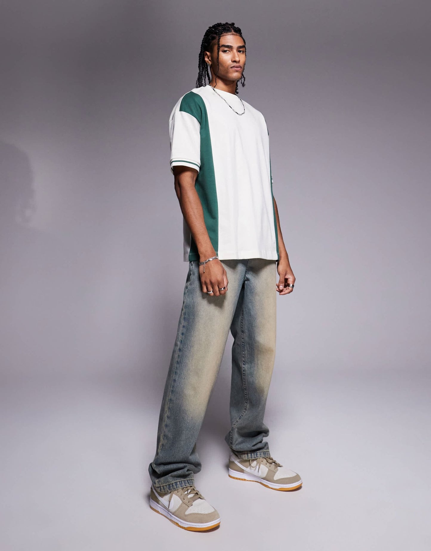 ASOS DESIGN oversized colour block t-shirt in cream and green - ASOS Sample Sale