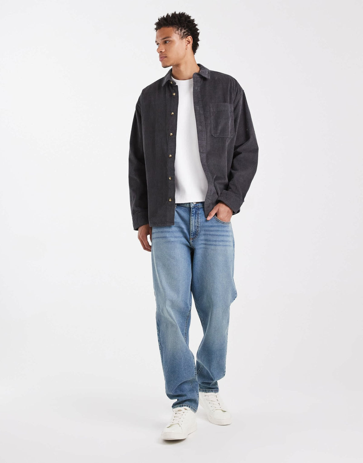 ASOS DESIGN oversized cord shirt in washed black - ASOS Sample Sale