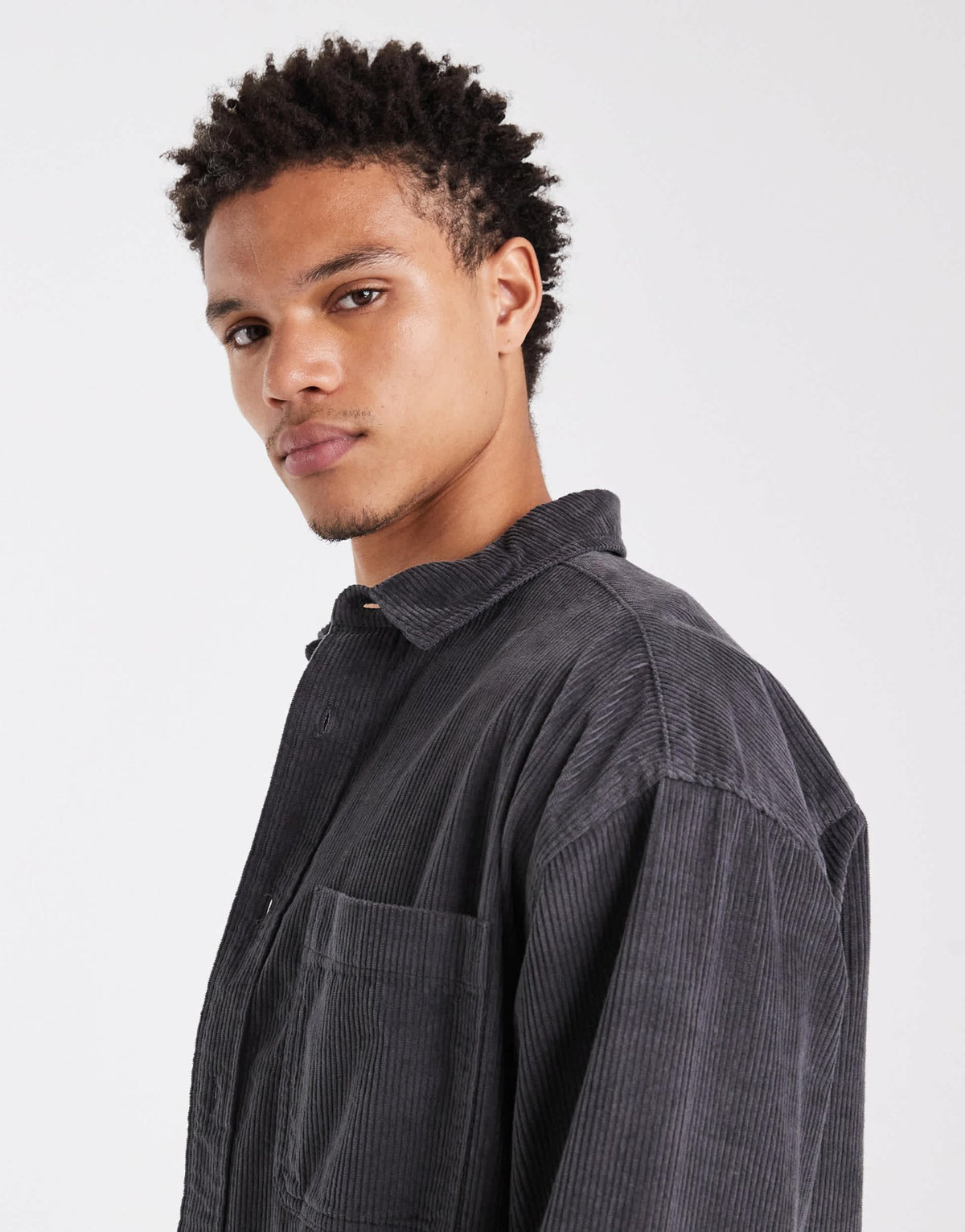 ASOS DESIGN oversized cord shirt in washed black - ASOS Sample Sale