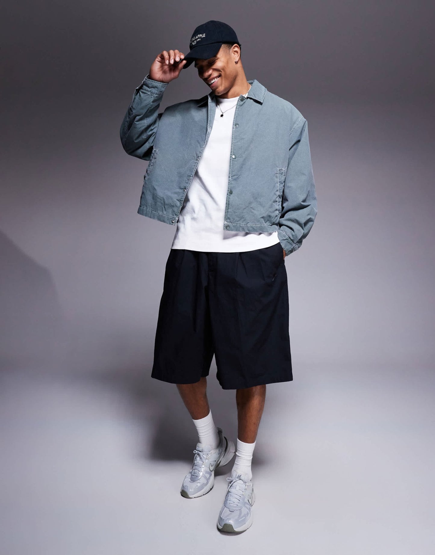 ASOS DESIGN oversized cropped jacket with contrast stitch and wash in green - ASOS Sample Sale