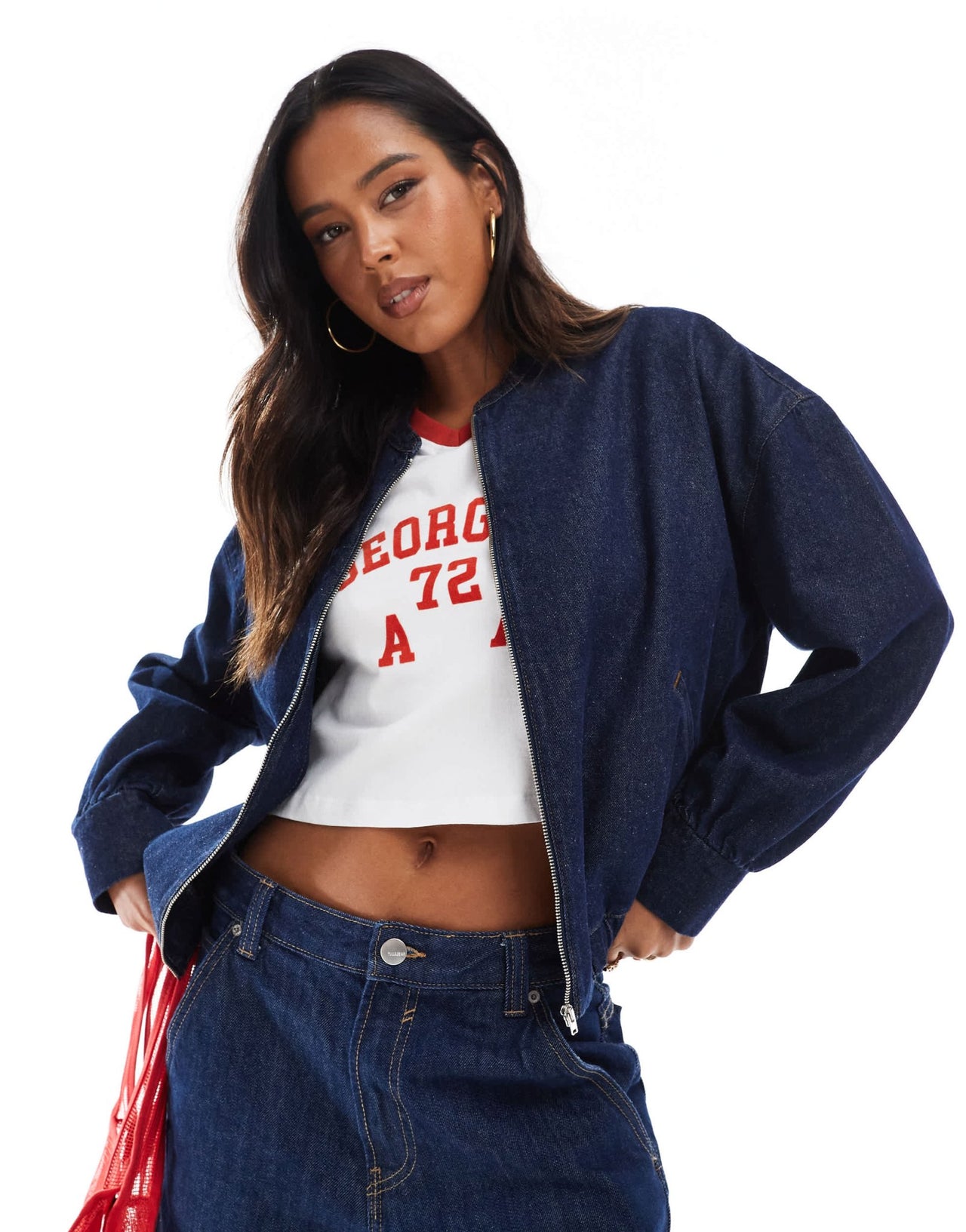 ASOS DESIGN oversized denim bomber jacket in indigo - ASOS Sample Sale