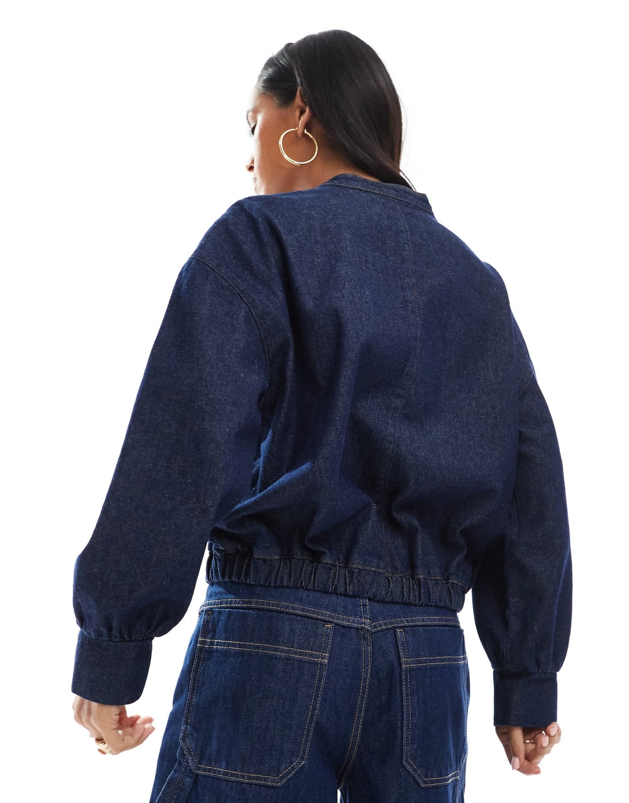 ASOS DESIGN oversized denim bomber jacket in indigo - ASOS Sample Sale