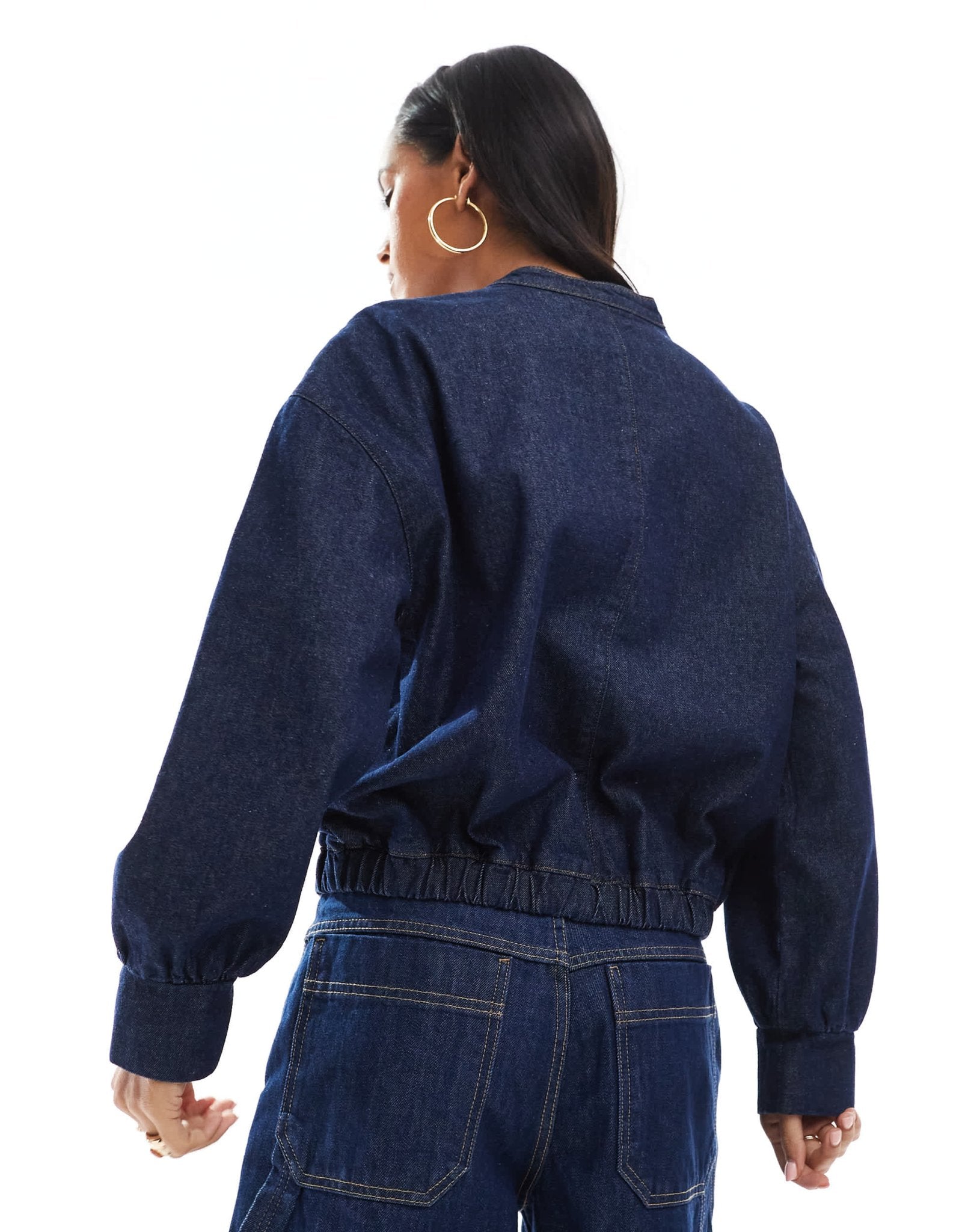 ASOS DESIGN oversized denim bomber jacket in indigo - ASOS Sample Sale