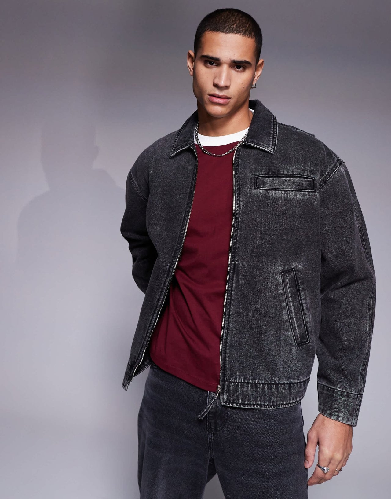 ASOS DESIGN oversized denim jacket in washed black - ASOS Sample Sale