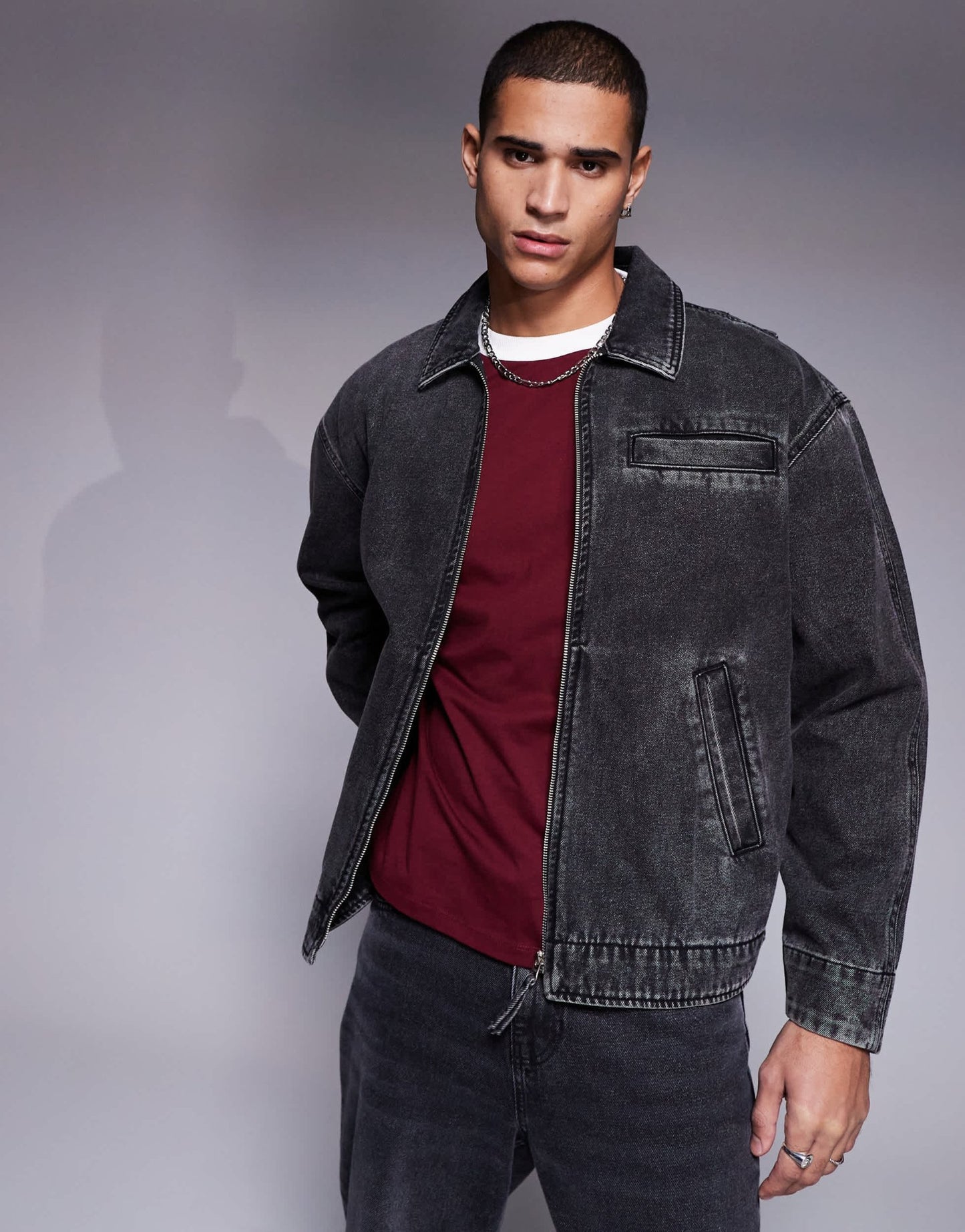 ASOS DESIGN oversized denim jacket in washed black - ASOS Sample Sale