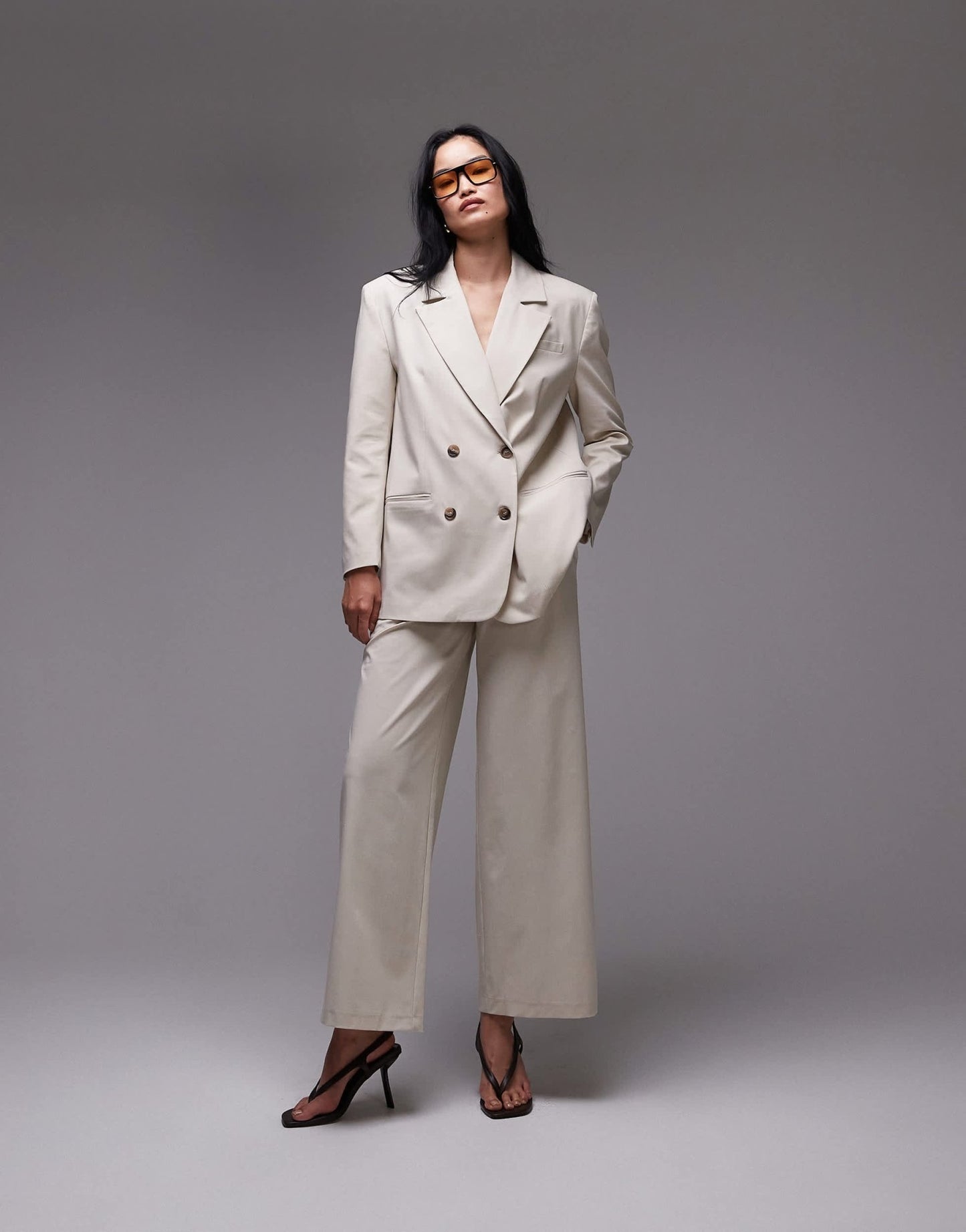 ASOS DESIGN oversized double breasted blazer in neutral co ord - ASOS Sample Sale