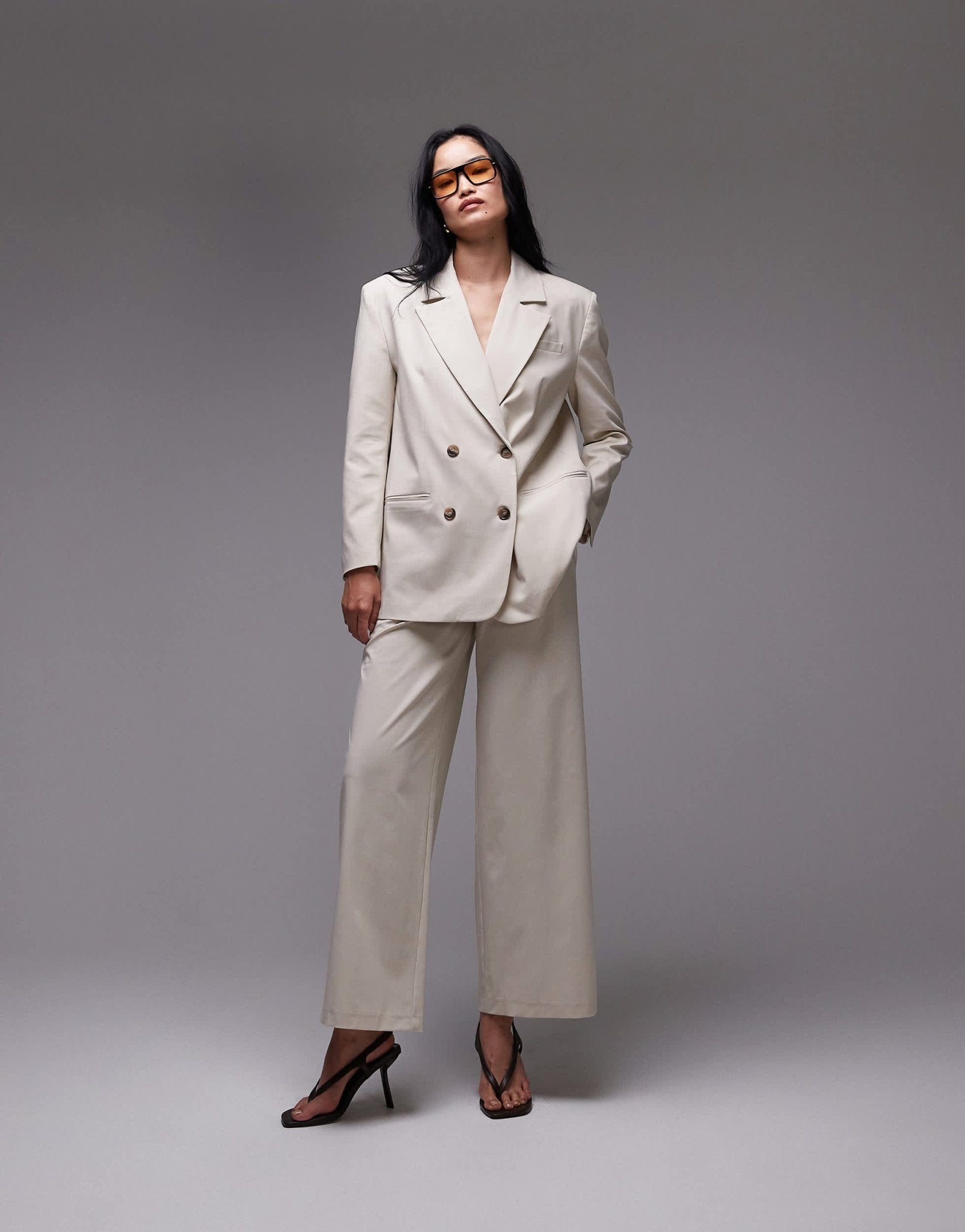ASOS DESIGN oversized double breasted blazer in neutral co ord - ASOS Sample Sale