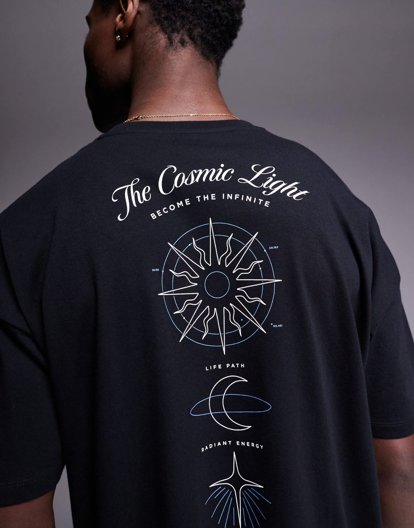 ASOS DESIGN oversized dropped shoulder t-shirt with celestial graphic in black - ASOS Sample Sale