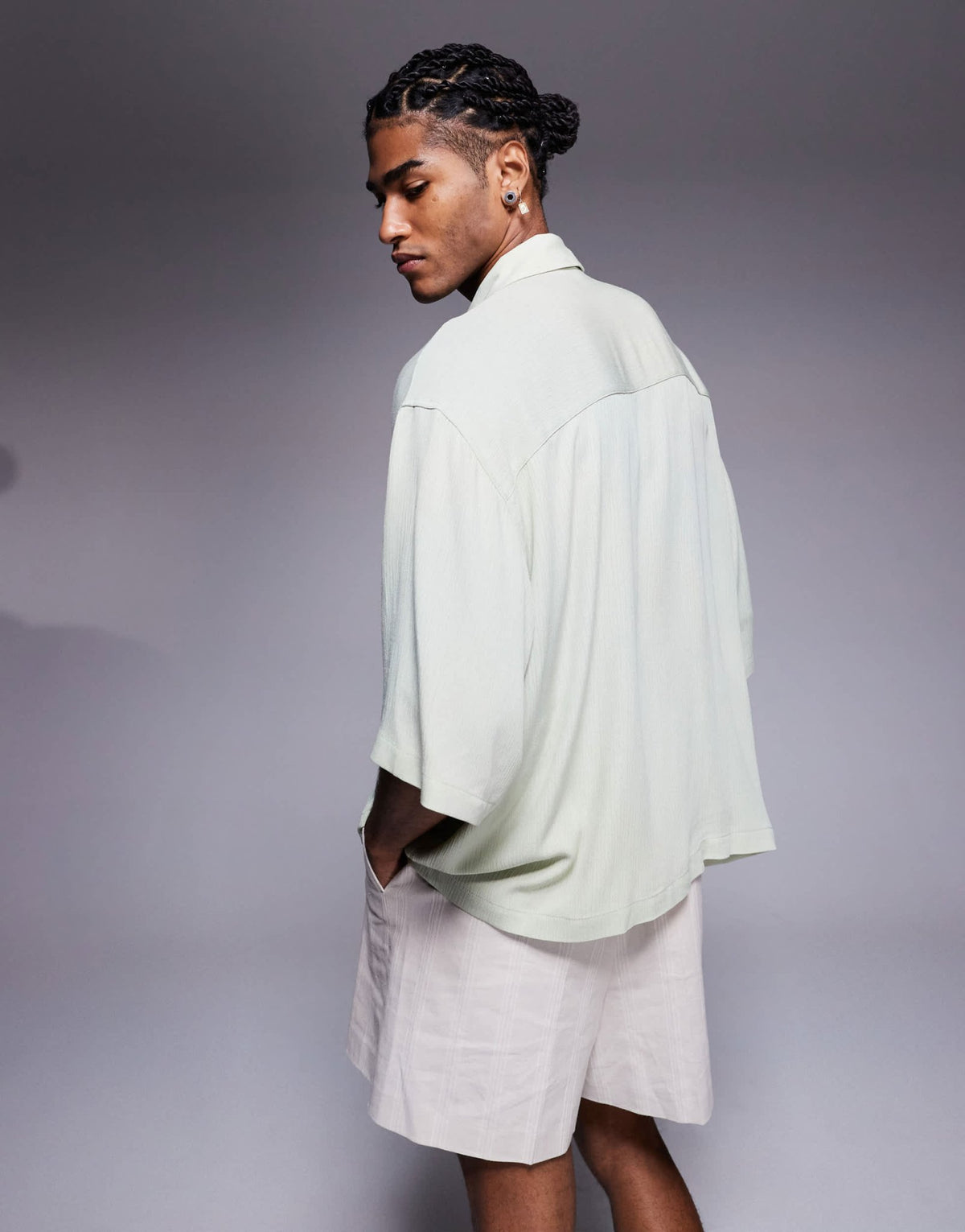 ASOS DESIGN oversized half sleeve sheer shirt in sage - ASOS Sample Sale