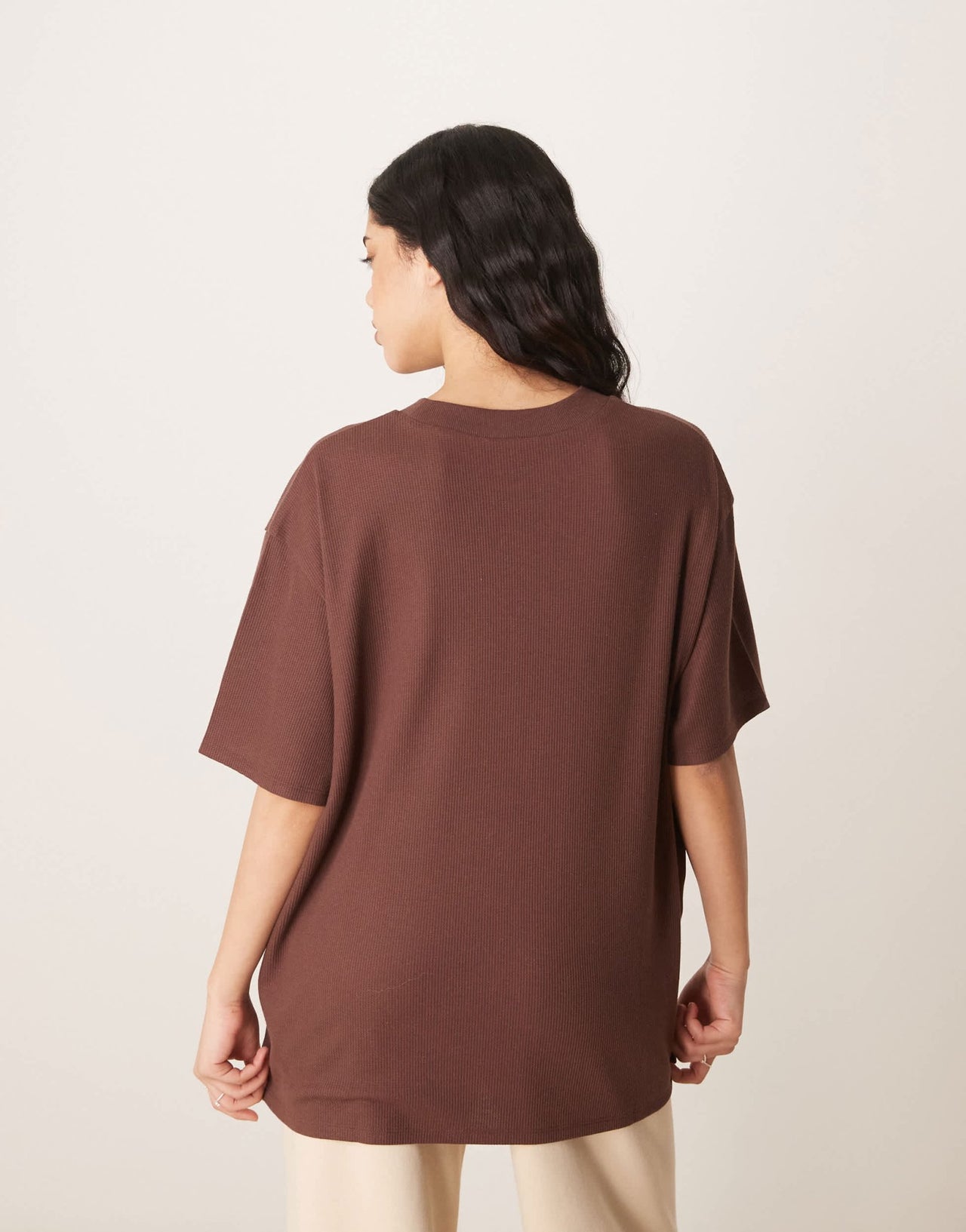 ASOS DESIGN oversized heavy weight t-shirt with side splits in waffle in chocolate - ASOS Sample Sale