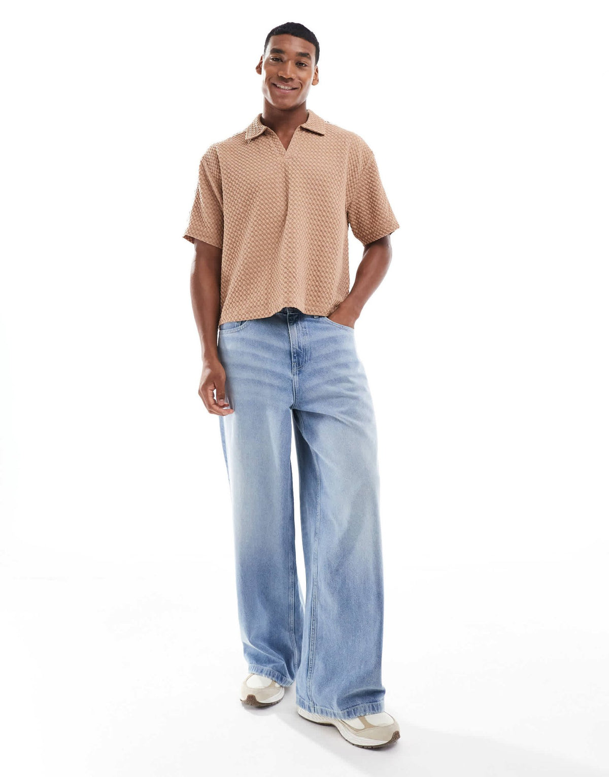 ASOS DESIGN oversized heavyweight waffle t-shirt with raglan sleeve in neutral - ASOS Sample Sale