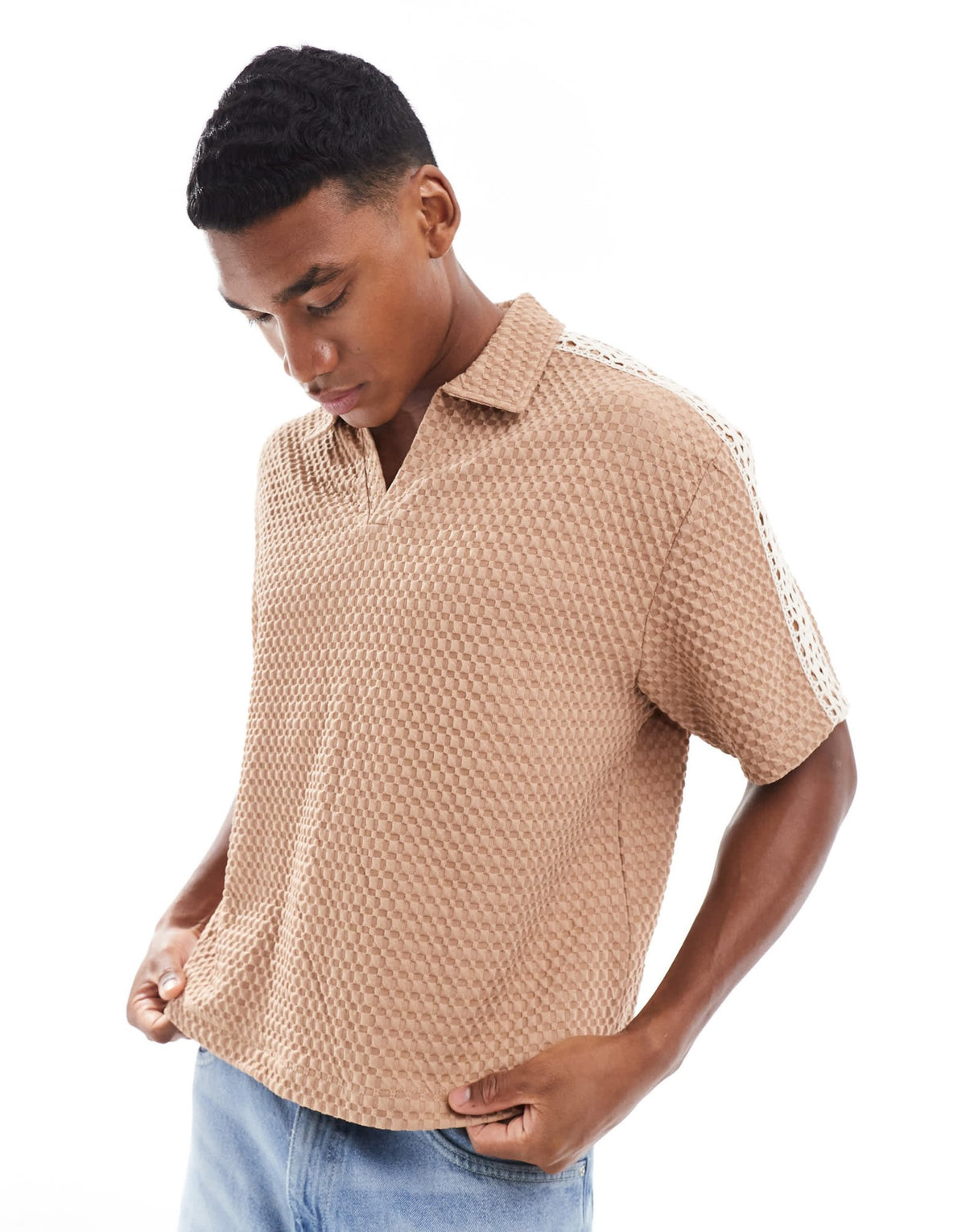 ASOS DESIGN oversized heavyweight waffle t-shirt with raglan sleeve in neutral - ASOS Sample Sale
