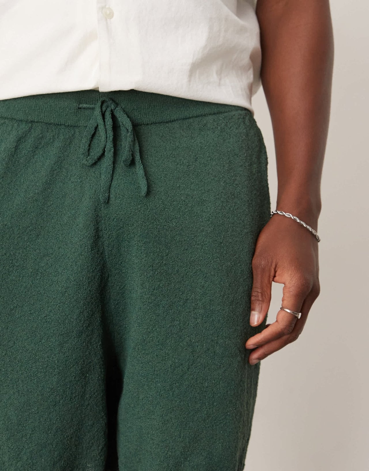 ASOS DESIGN oversized knitted shorts with blanket stitch in dark green - ASOS Sample Sale