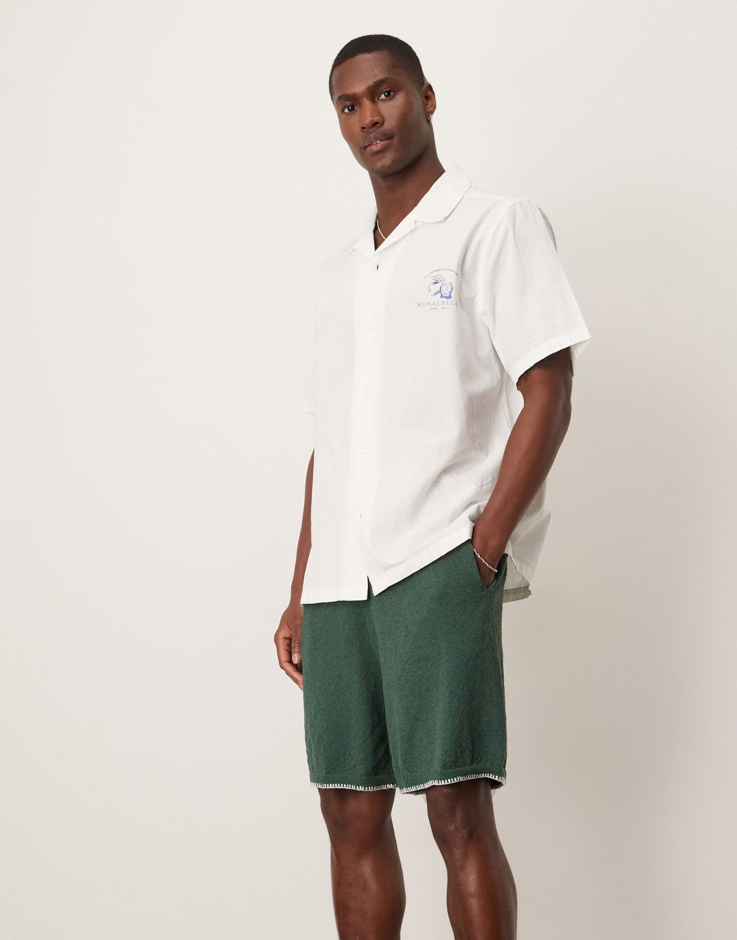 ASOS DESIGN oversized knitted shorts with blanket stitch in dark green - ASOS Sample Sale